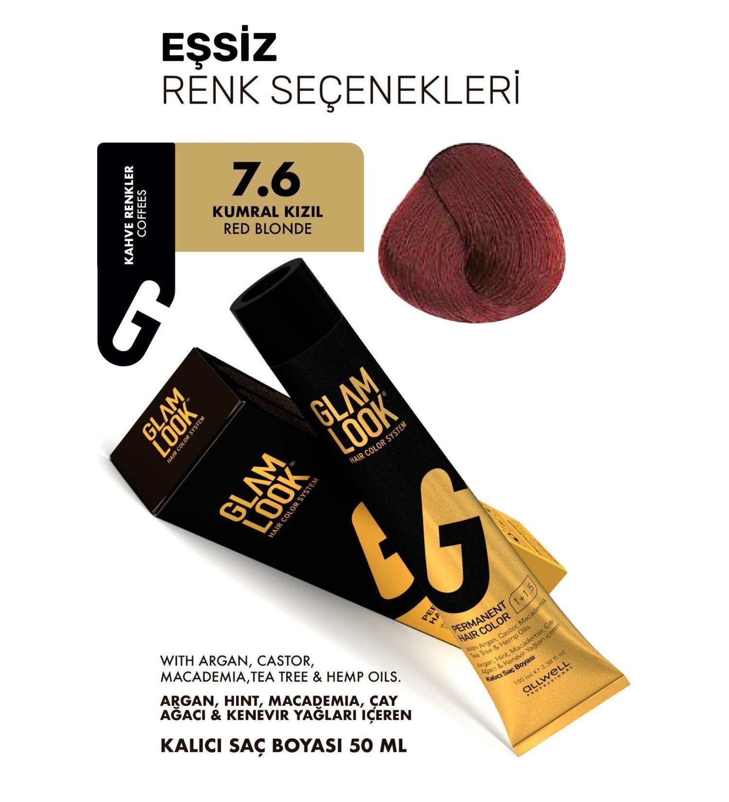 glam look 7.6 / Light Blonde Red - Red Mahogany Dark Blonde - Glamlook Hair Dye - Buy Online on GoSupps.com