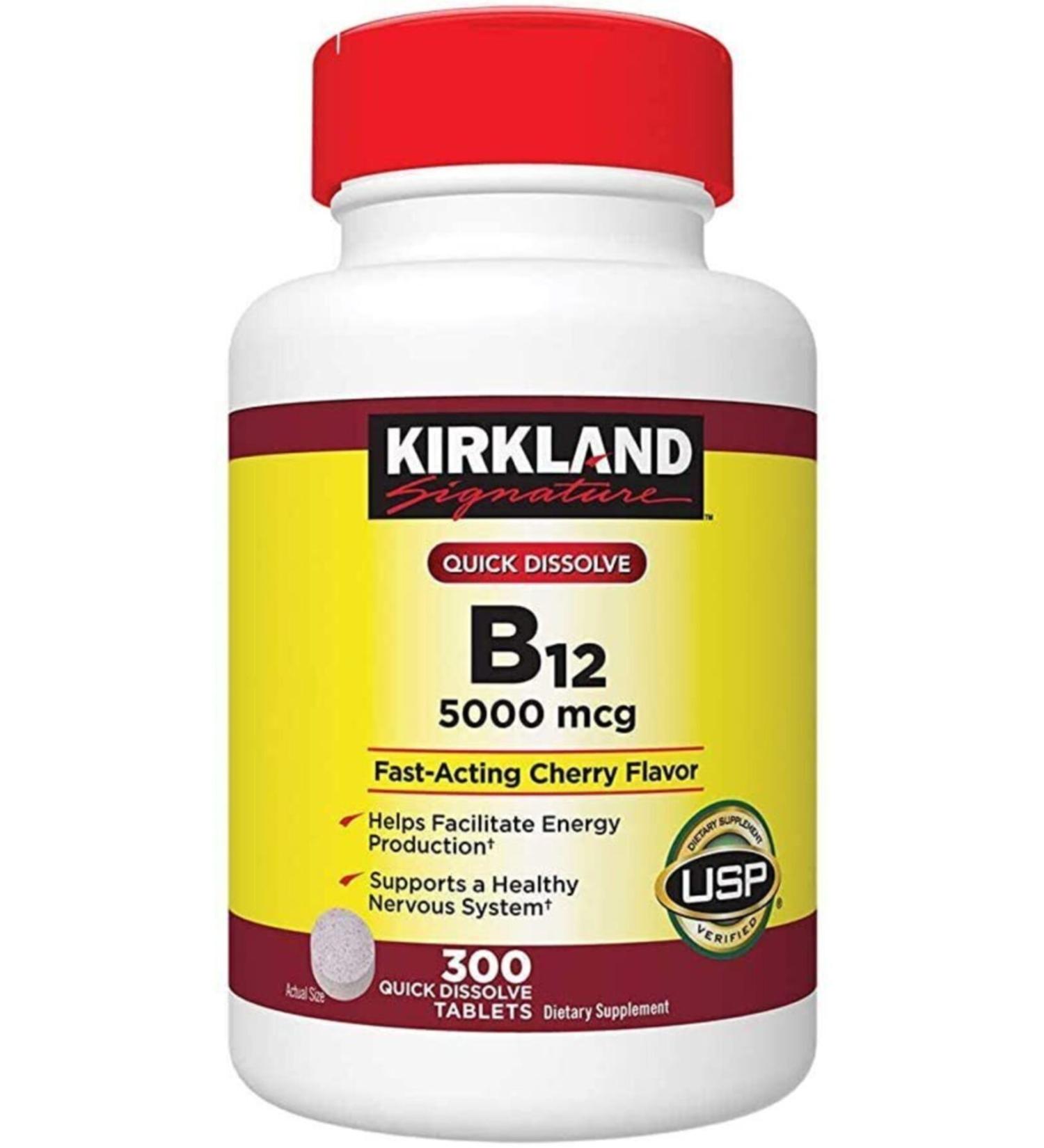 K rkland Vitamin B-12 5000 mcg 300 Tablets Quick Dissolve Cherry Flavor