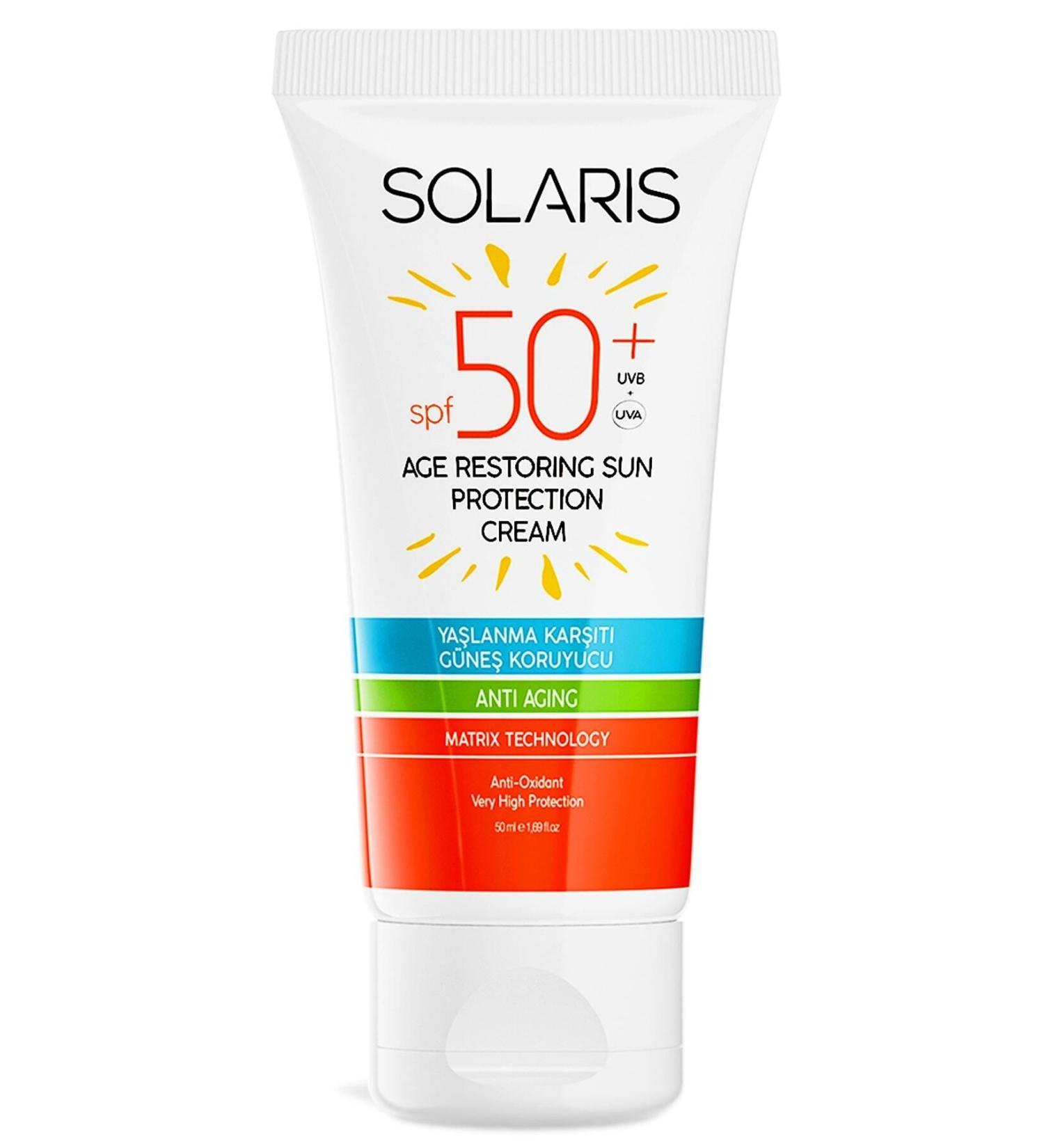 SOLARIS Anti-Stain and Anti-Aging Sun Cream for All Skin Types Spf 50 (50 ml) - Buy Online on GoSupps.com