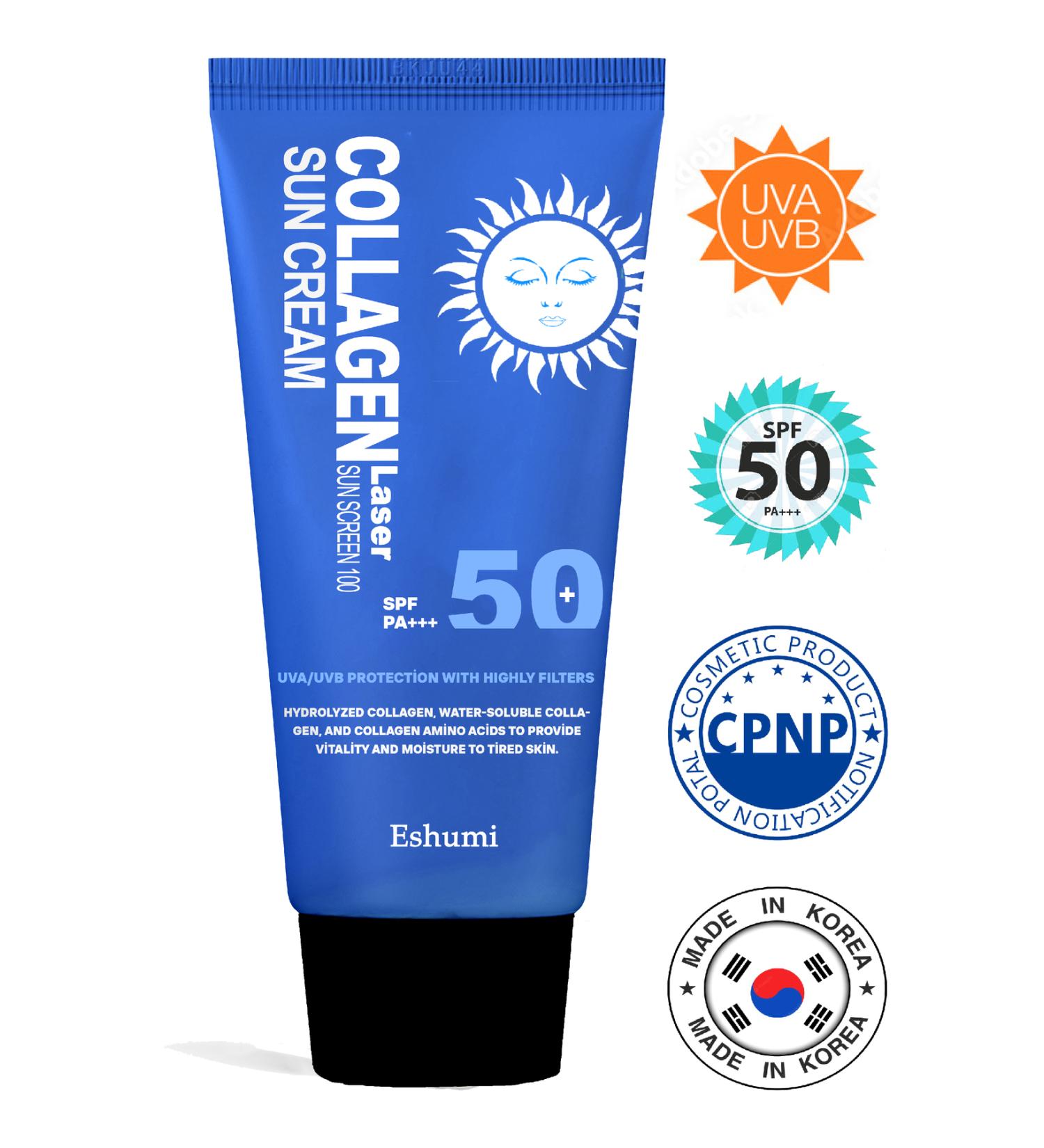 ESHUMI Korean Pure Collagen and Niacinamide Moisturizing and Brightening Spf50 Pa Laser Sunscreen - Buy Online on GoSupps.com