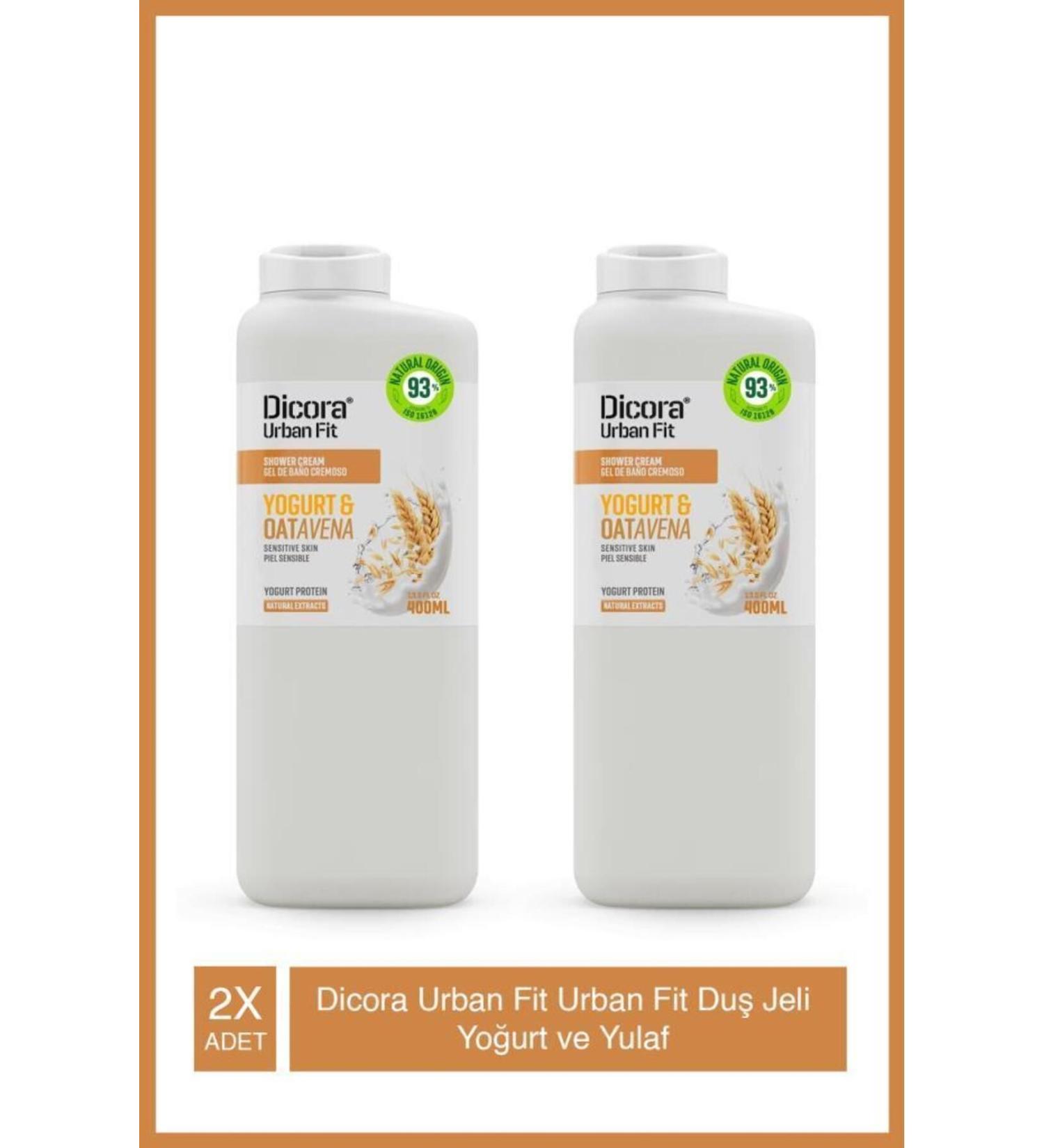 DICORA URBAN FIT Vitamin B Yogurt and Oat Fit Shower Gel 400 ml X2 Pieces