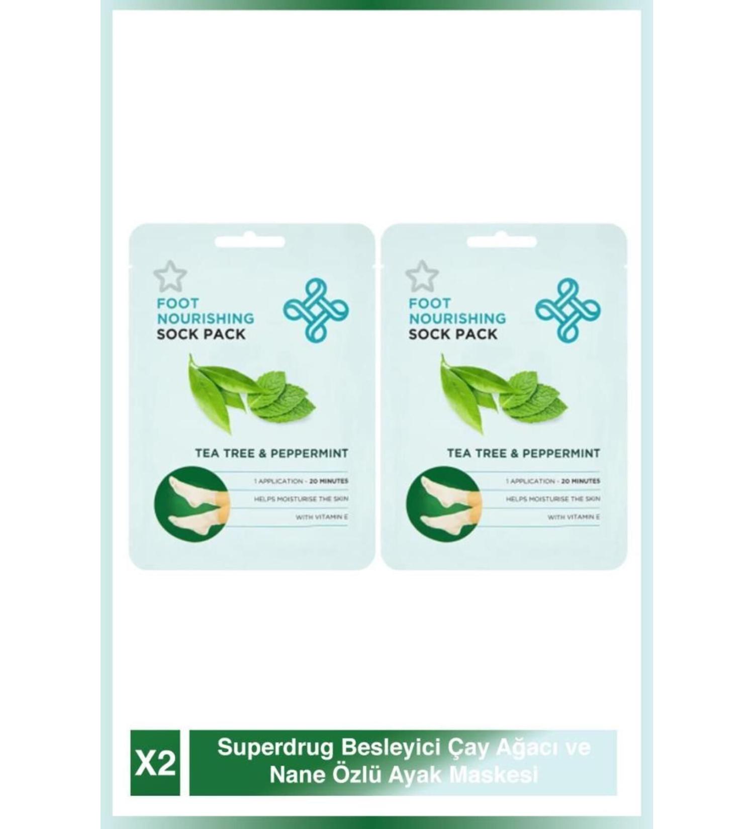 SUPERDRUG Nourishing Tea Tree and Mint Foot Mask 2 Pieces1