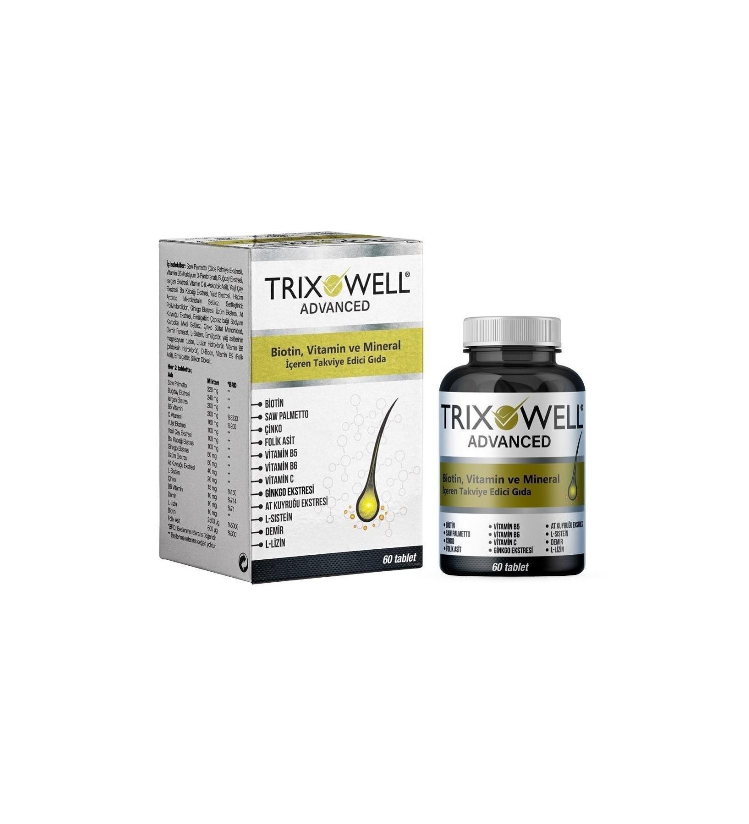 Trixowell Advanced Biotin Folic Acid Zinc Antioxidants Multi Vitamin 60 Tablets Hair Vitamin