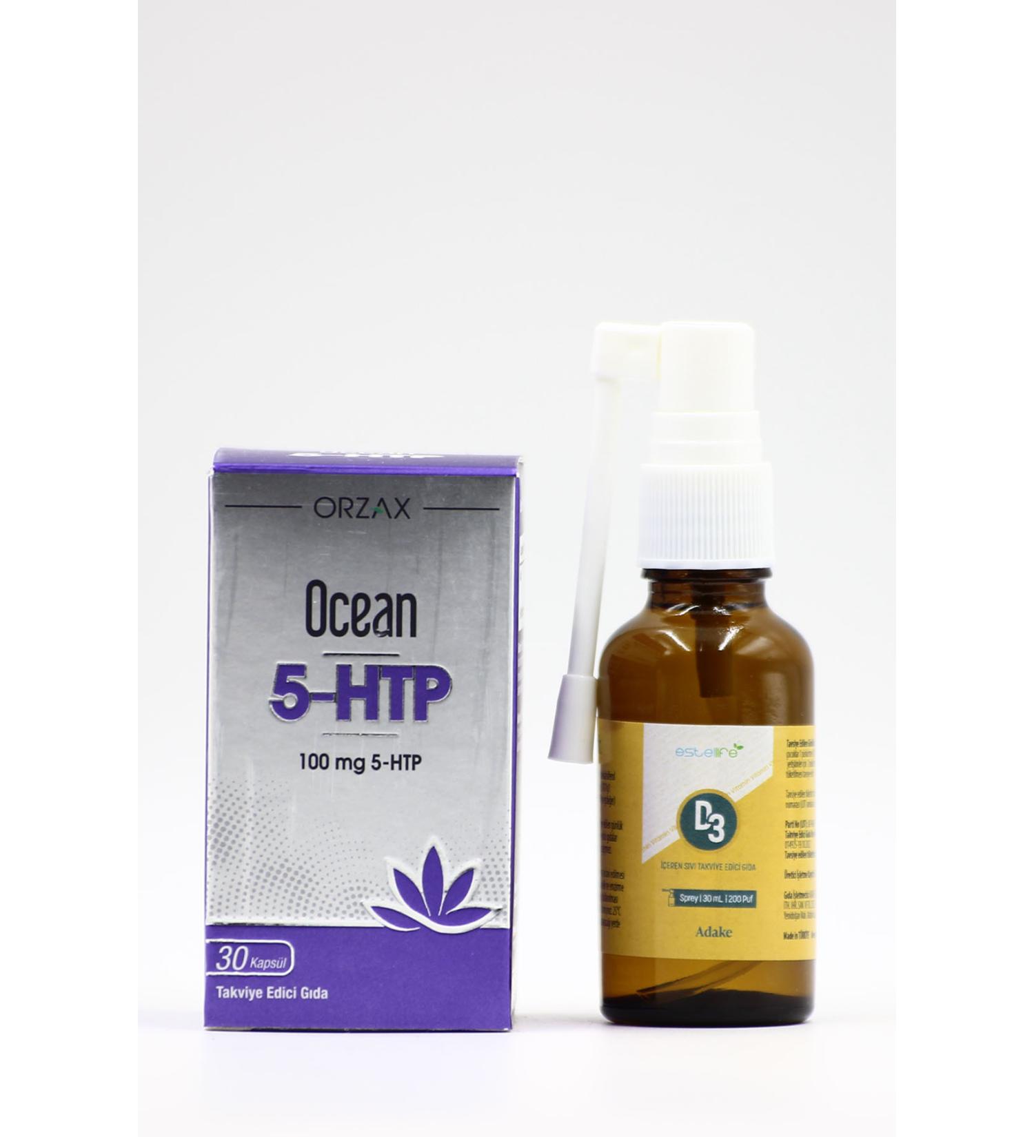 Ocean Orzax 5-HTP 100 mg 30 Capsules Estellife D3 Vitamin D Spray 30ml