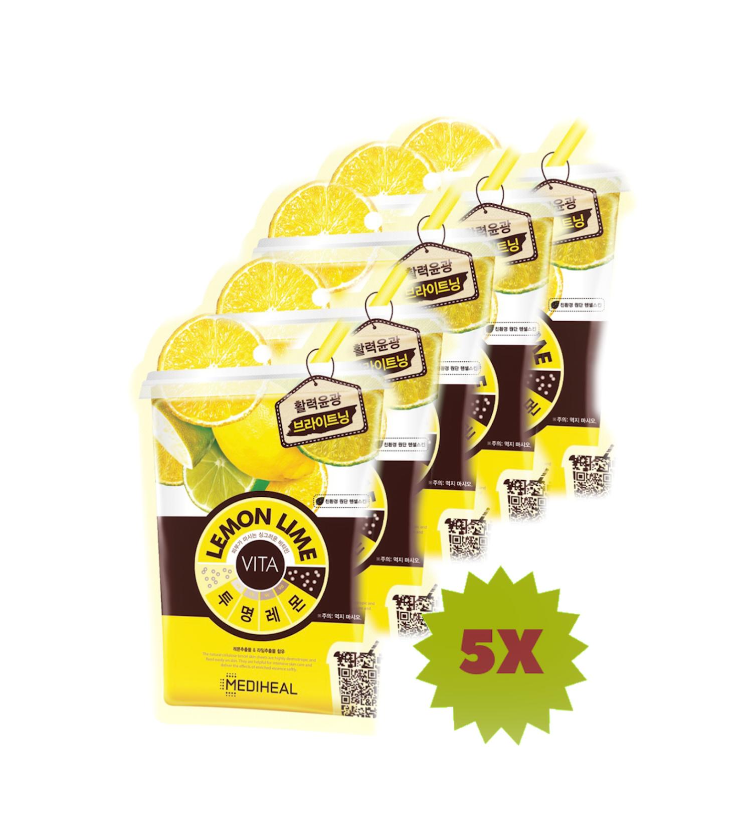 Mediheal 5-Piece Lemon Essence Face Care Mask - Lemonlime Vita Mask