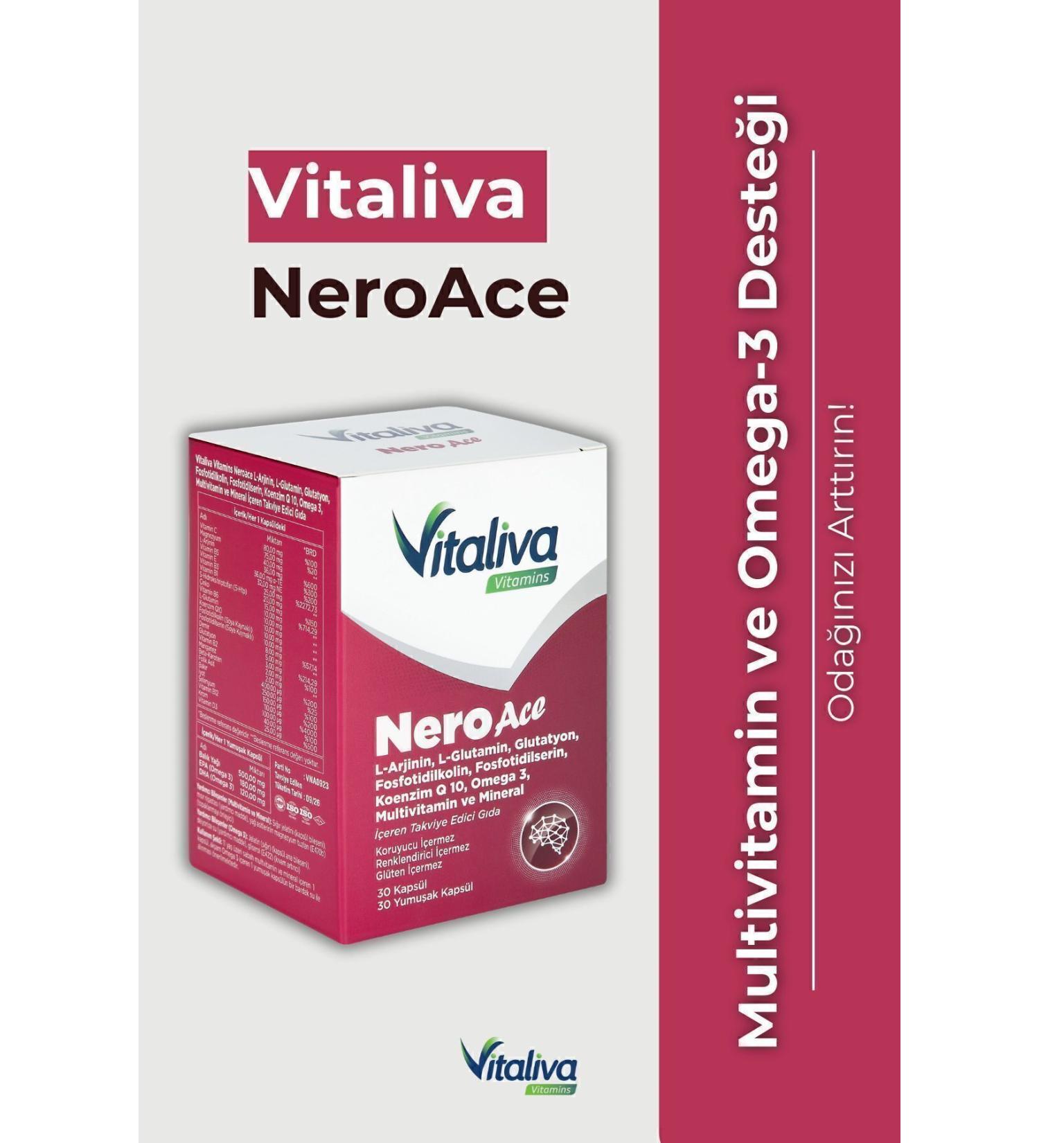Vitaliva Vitamins Neroace 30 Capsules Multivitamin And Mineral 30 Capsules Omega-3 Soft Gel - Buy Online on GoSupps.com