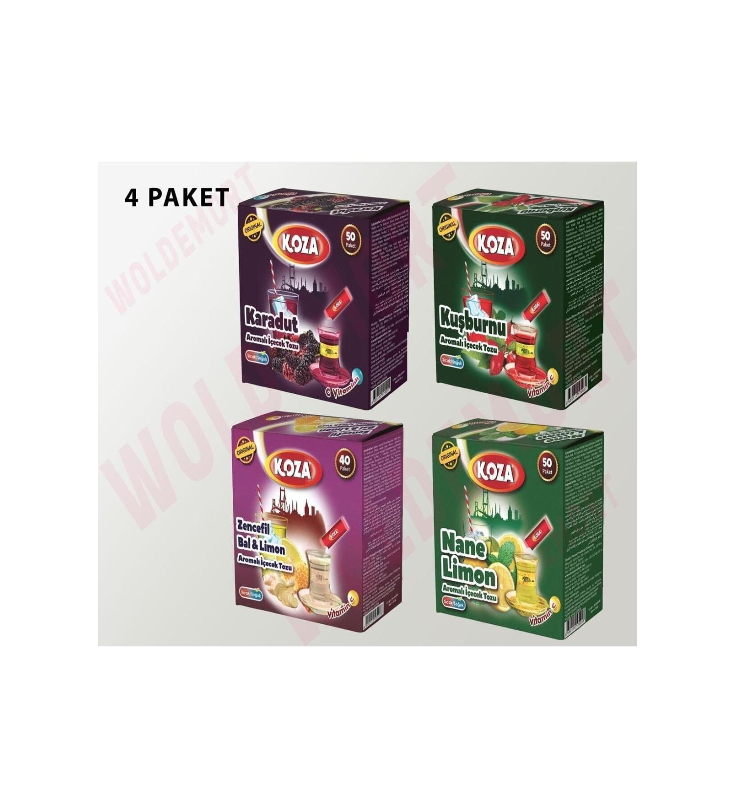 Koza Rosehip Mint Lemon Black Mulberry Ginger Honey and Lemon Single Drink Powder 4 Packs