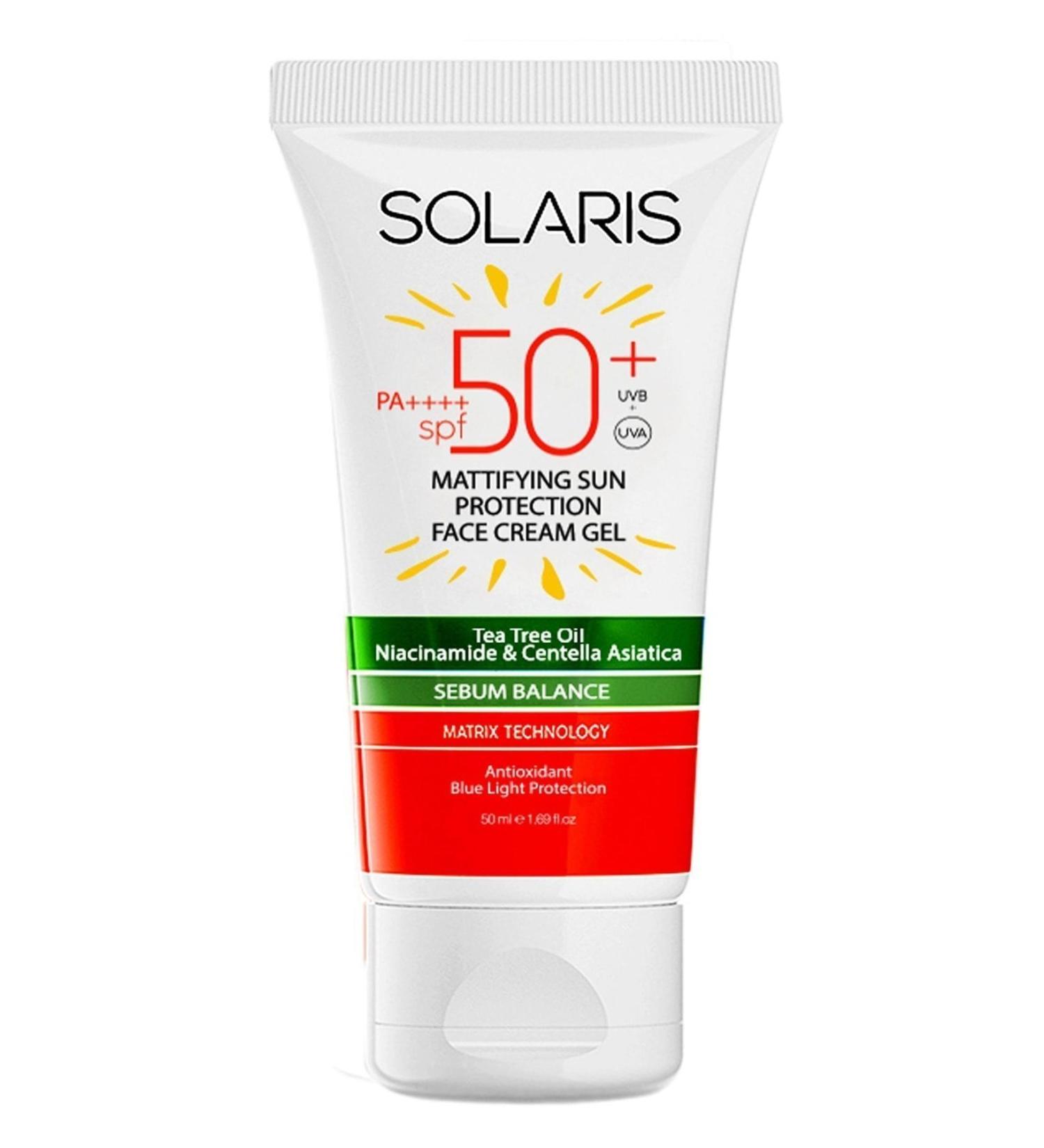 SOLARIS Matte Finish Anti-Aging Gel Sun Cream for Oily Skin Types Spf 50 (50 ML)