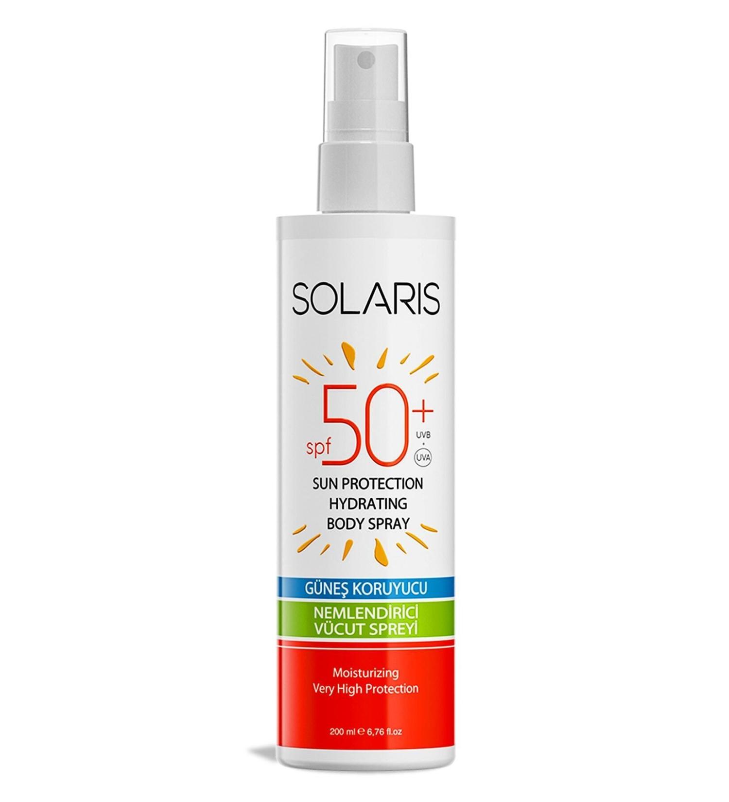 SOLARIS Water Resistant Sunscreen Cream Spray Spf 50 High Protection for All Skin Types (200 ML) - Buy Online on GoSupps.com