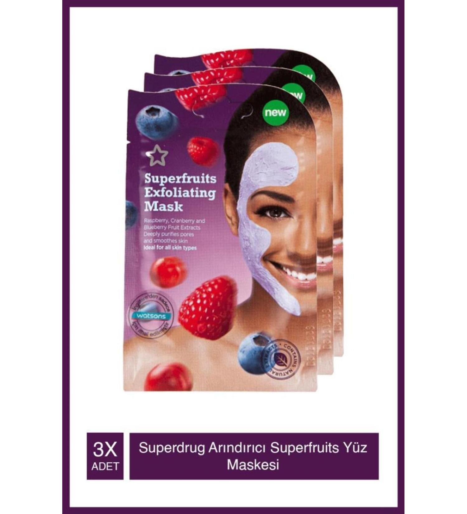 SUPERDRUG Purifying Superfruits Face Mask 15 ml * 3 Pieces