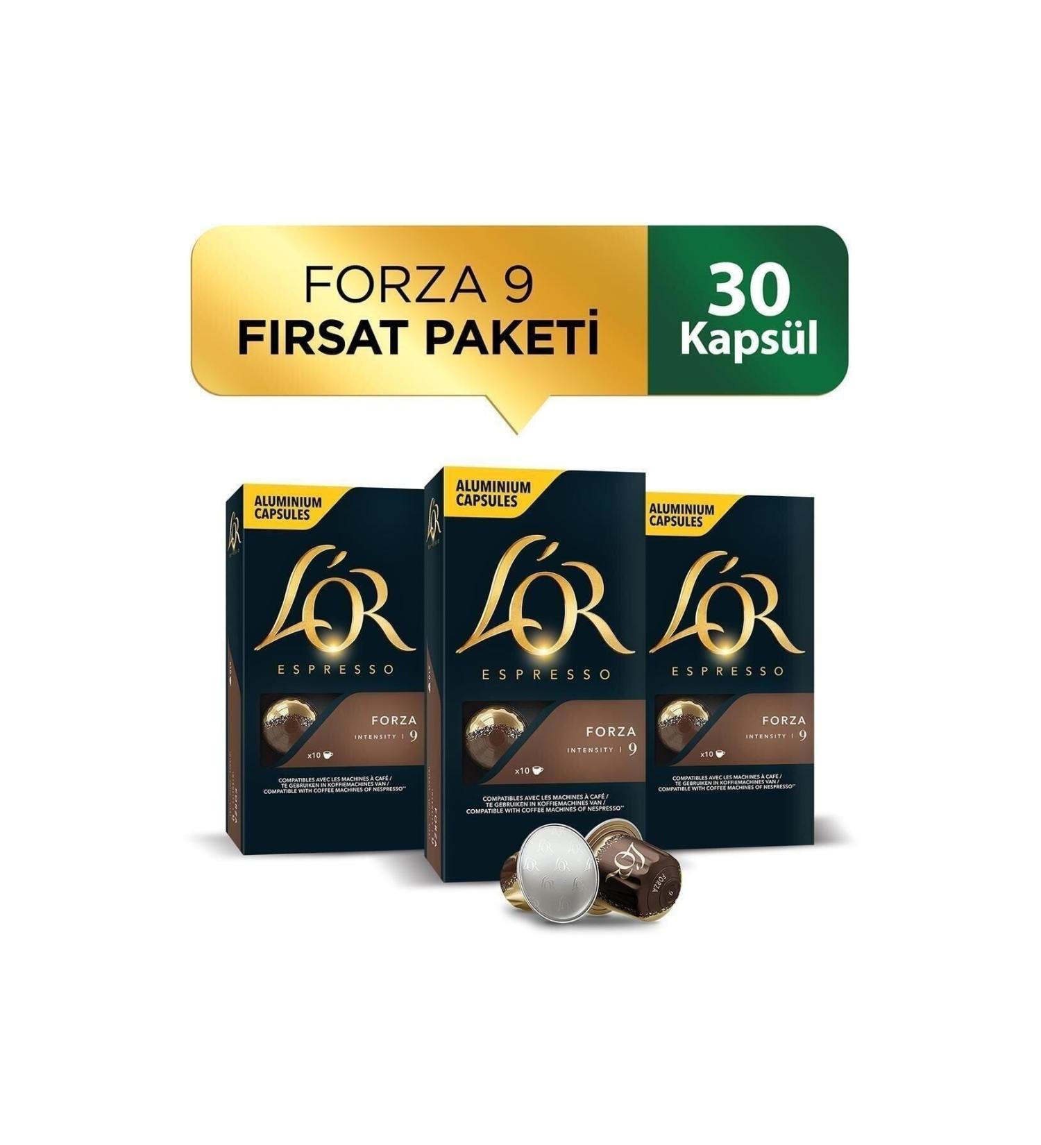 L'OR Forza Intensity 9 Nespresso Compatible Aluminum Capsule Coffee Opportunity Package 10 Pieces X 3 Packs