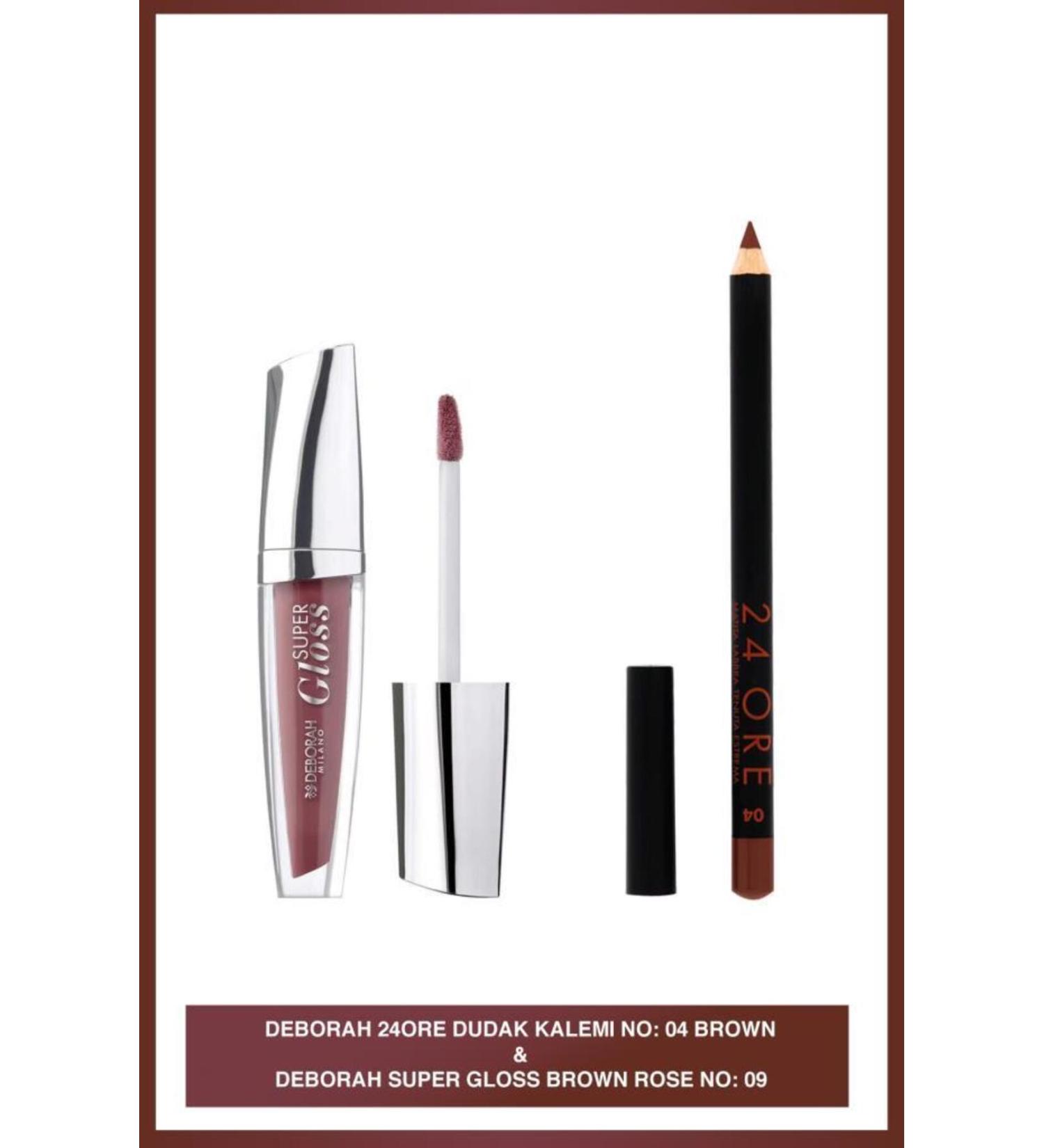 Deborah 09 Super Gloss + Deborah 24 Ore Lip Pencil No: 4 Brown - Buy Online on GoSupps.com