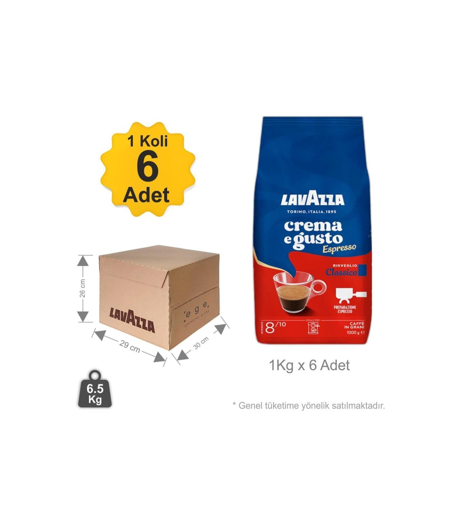 LavAzza Crema E Gusto Coffee Beans - 1 Box - 1kg X 6 Pieces - Buy Online on GoSupps.com