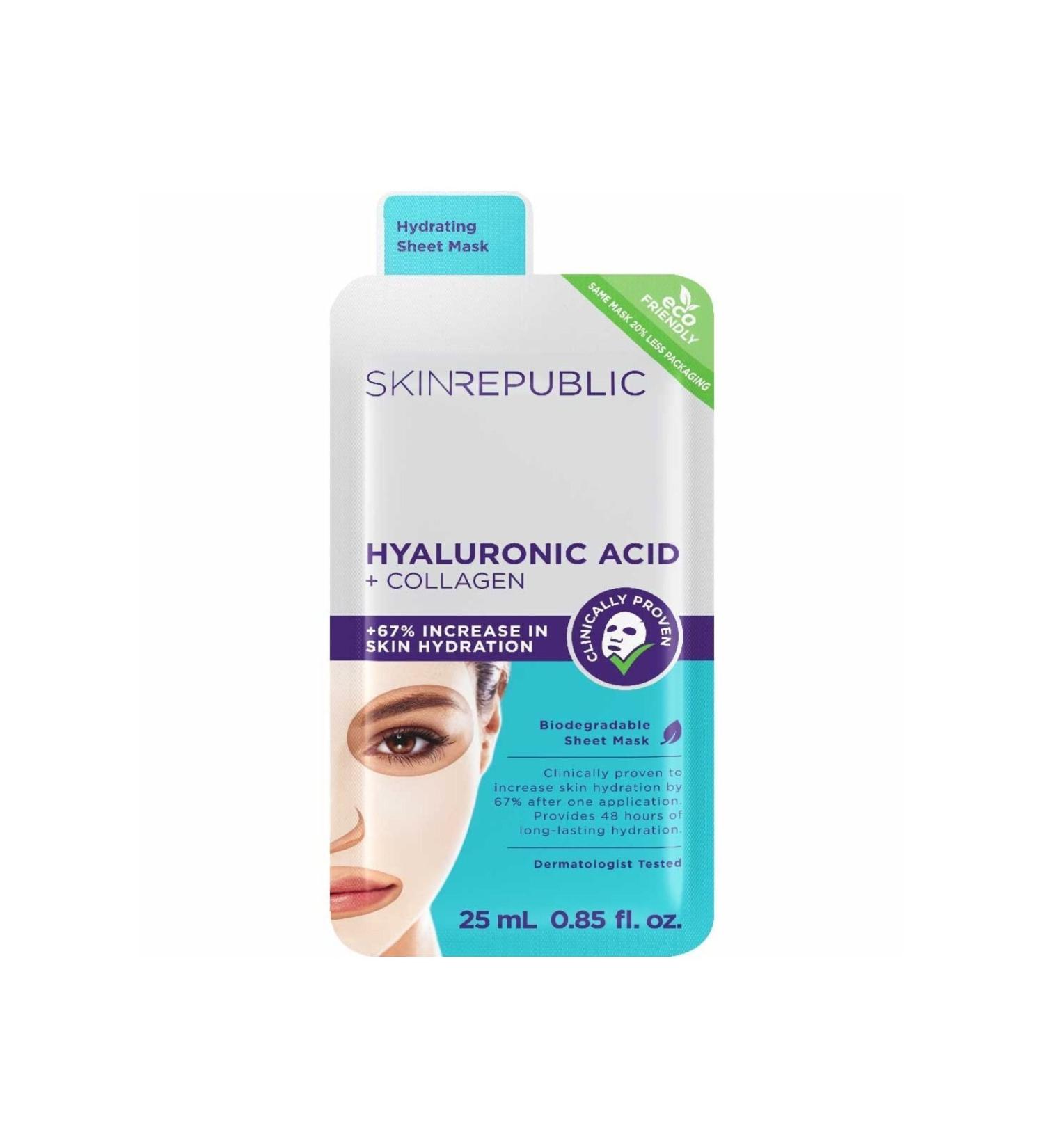Skin Republic Hyaluronic Acid + Collagen Face Mask - Buy Online on GoSupps.com