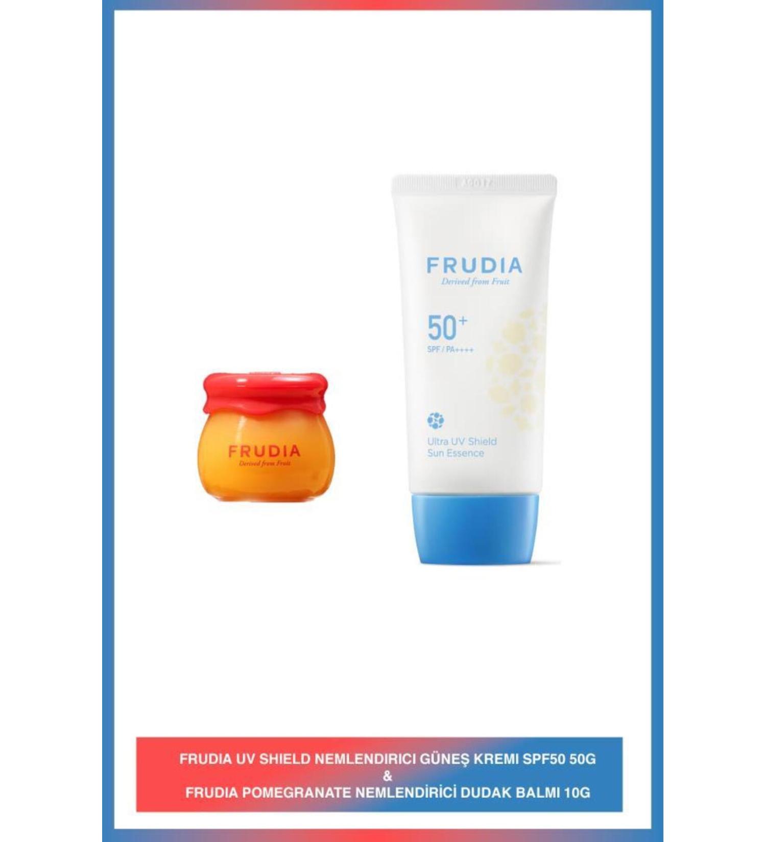 Frudia Pomegranate Moisturizing Lip Balm + Uv Shield Moisturizing Sunscreen 50 Gr - Buy Online on GoSupps.com