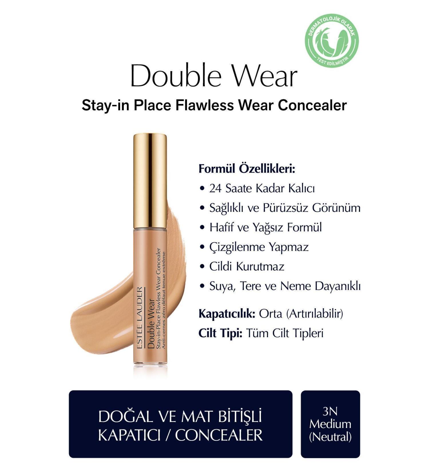 Estee Lauder Concealer - Double Wear Stay-in-place Flawless Wear Concealer - Color: 3n Medium (NEUTRAL) 7ml - Buy Online on GoSupps.com