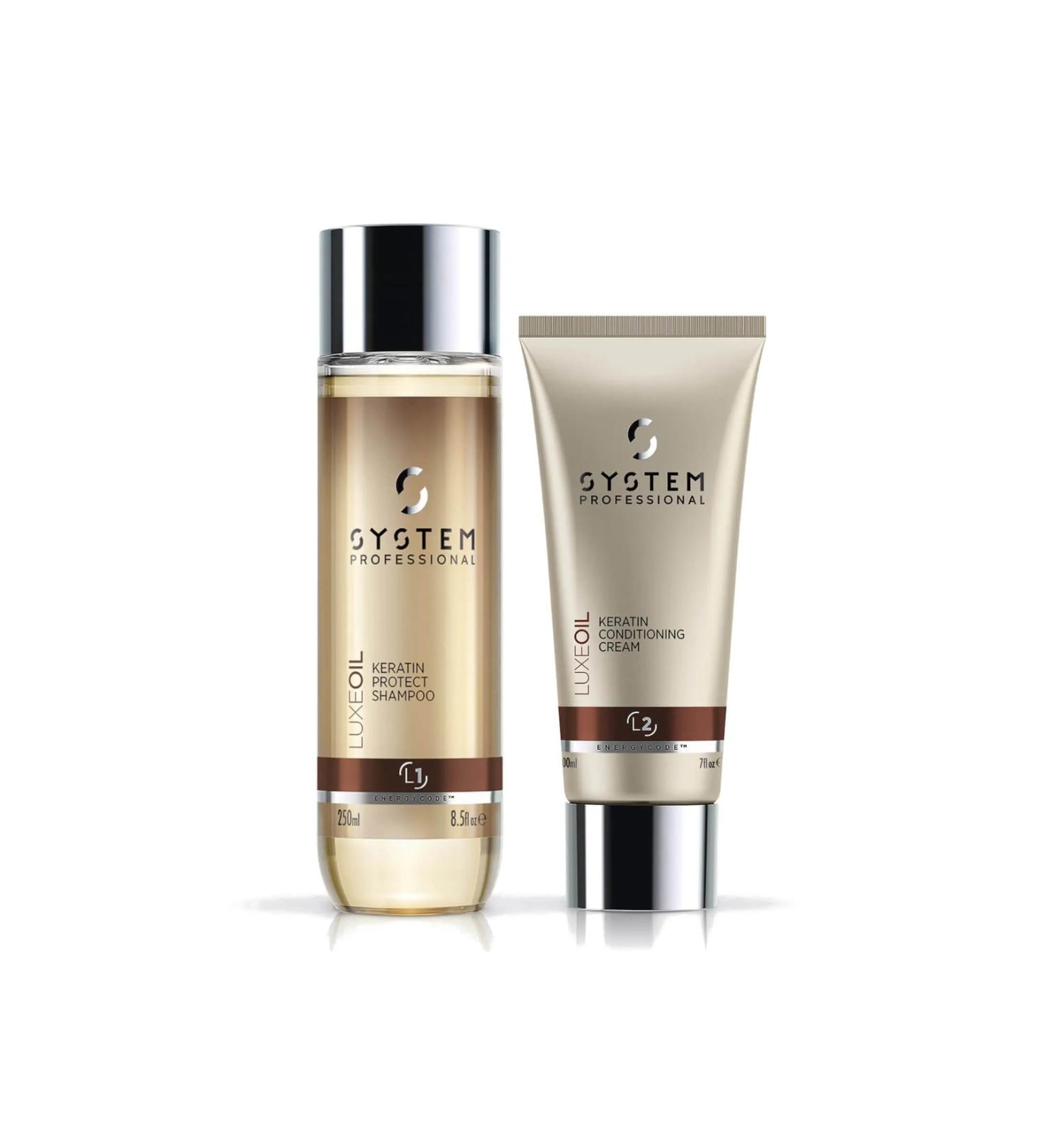 System Wella System Professional Luxe Oil Chemically Treated Hair-Keratin Shampoo and Conditioner Package