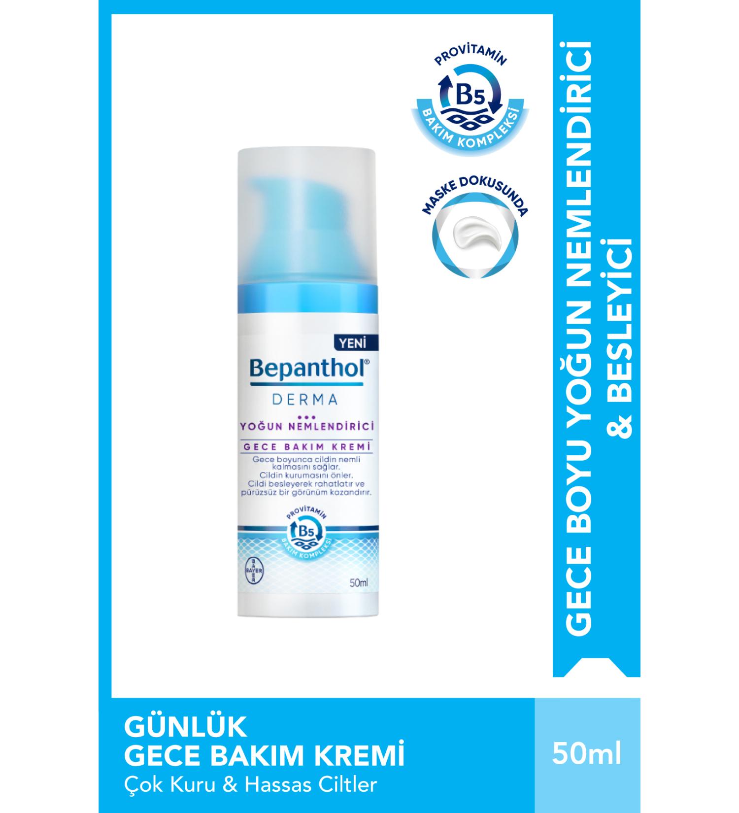 Bepanthol Derma Intensive Moisturizing Night Face Care Cream 50ml - Buy Online on GoSupps.com