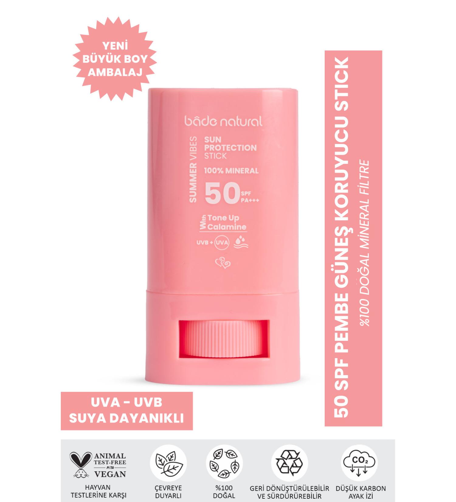 Bade Natural 50 SPF Tone Equalizer and Skin Brightener Pink High Protection Sunscreen Stick - Buy Online on GoSupps.com