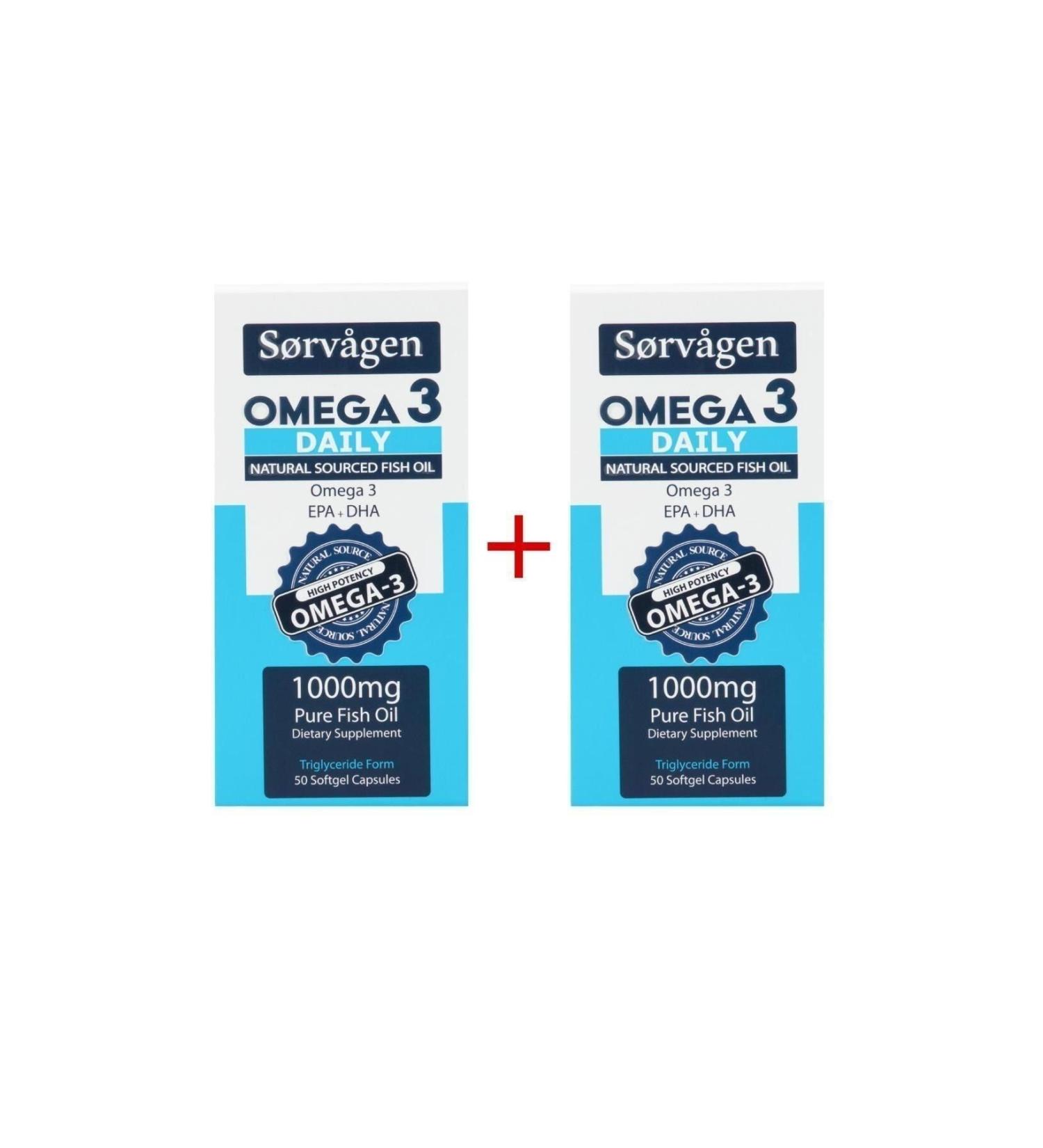 Sorvagen Omega 3 Daily Pure Fish Oil 50 Capsules 1000 Mg - 2 Pieces