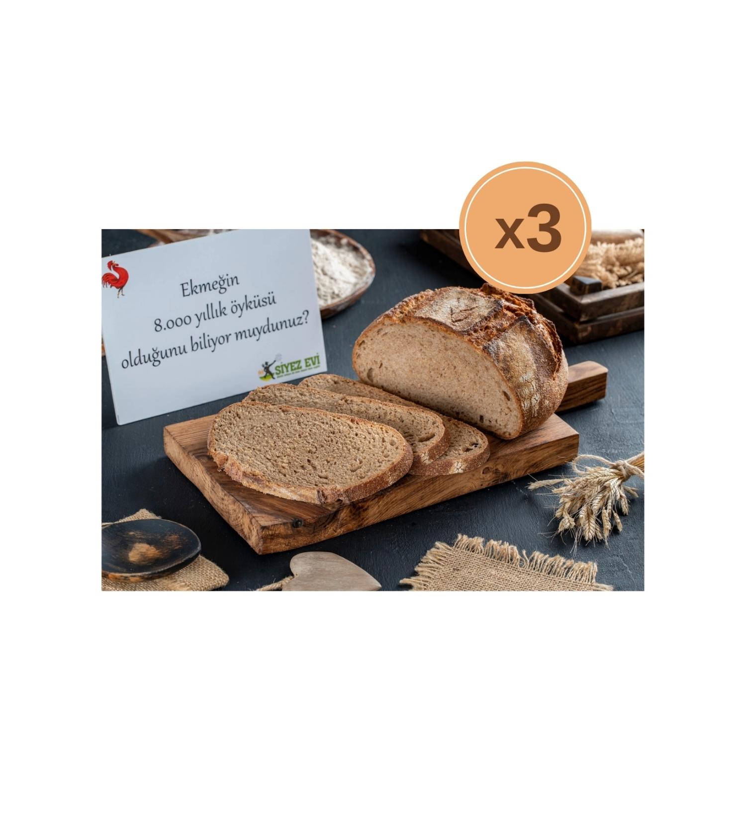 Siyez Evi 2.7 Kg Artisan 0 Whole Wheat Sourdough 3 Breads 3x900gr (0 WHOLE WHEAT)