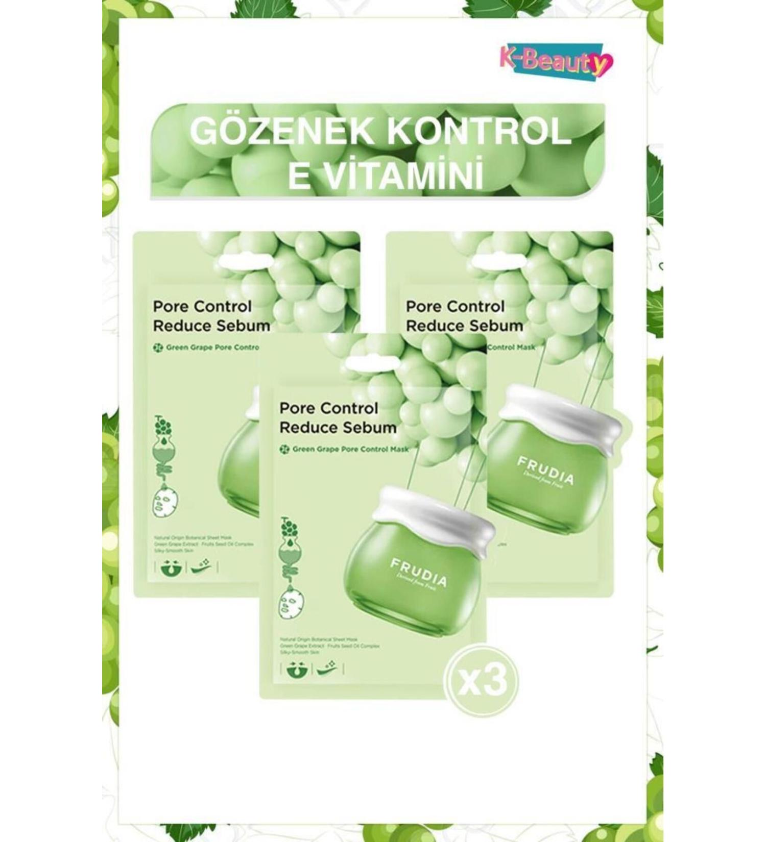 Frudia Green Grape Pore Control Face Mask 3 Pieces