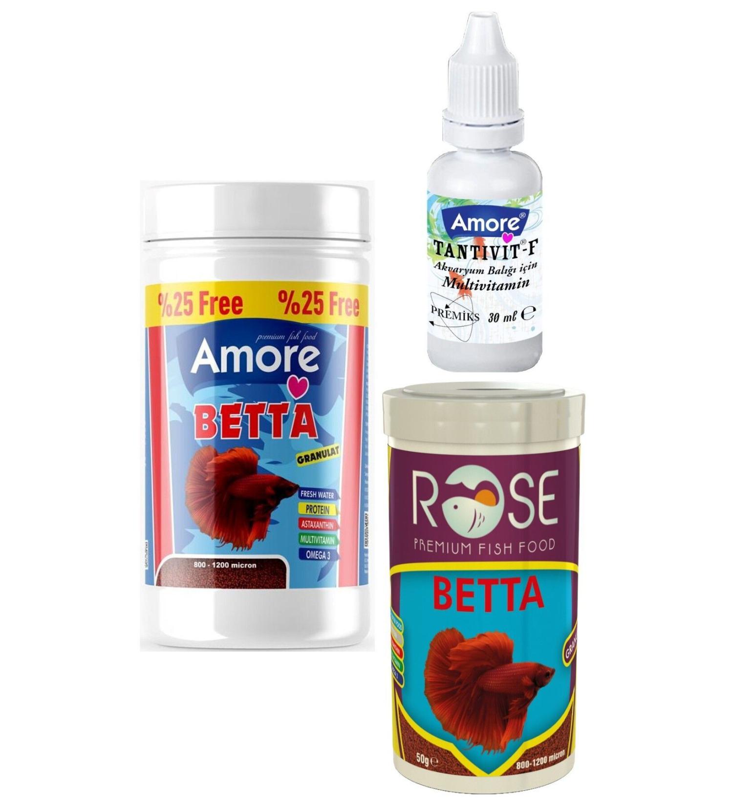AMORE Betta Granules 125ml Rose 100ml Betta Fish Food Multivitamin