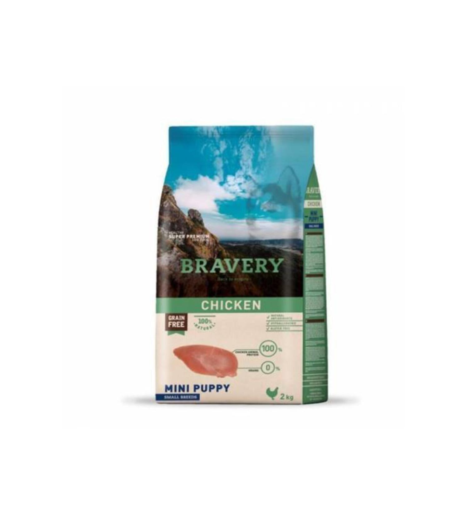 Bravery Grain Free Hypoallergenic Puppy Mini Chicken Small Breed Puppy Food 2 Kg