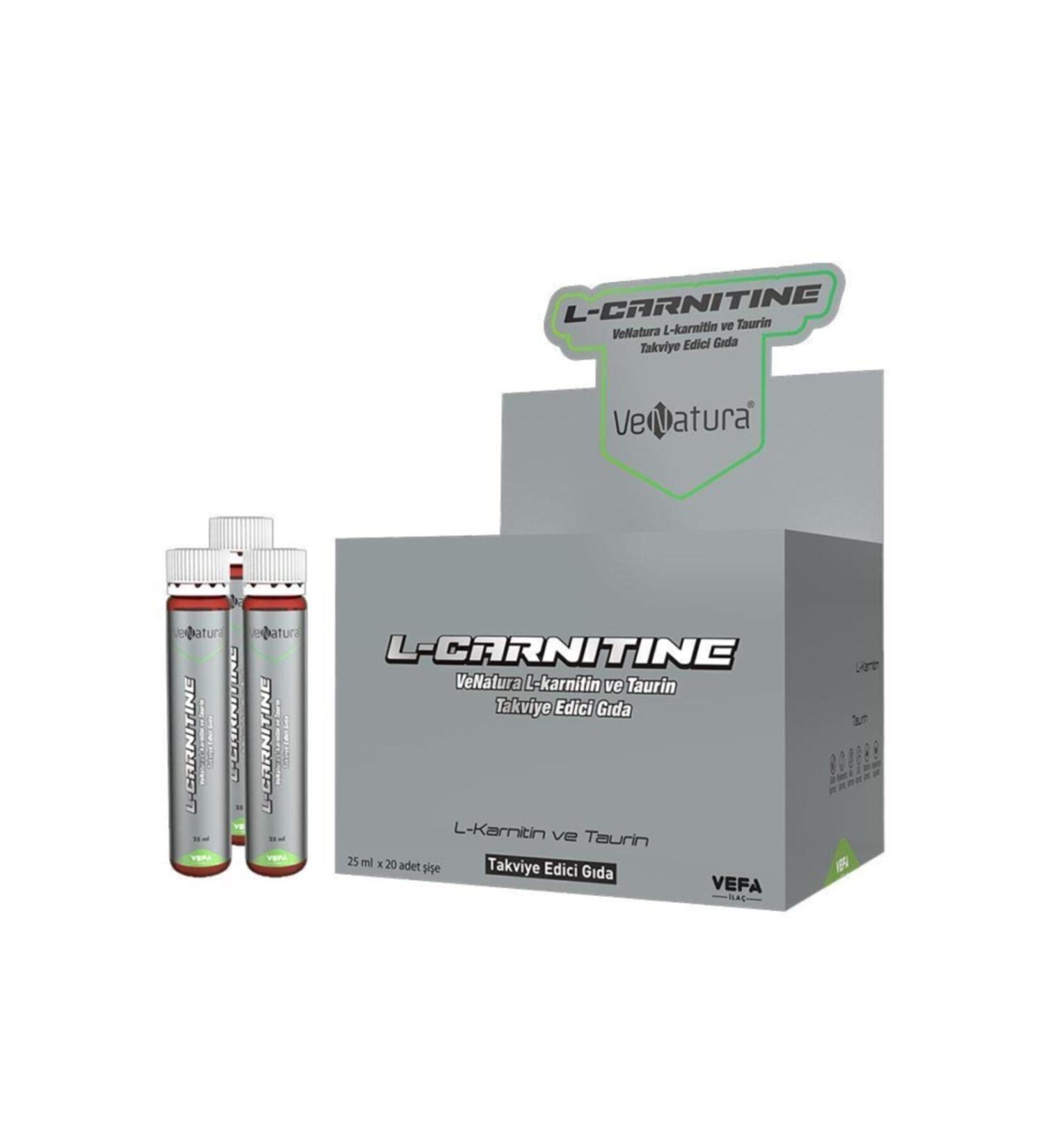 Venatura L-Carnitine and Taurine Food Supplement 25 Ml X 20 Bottles