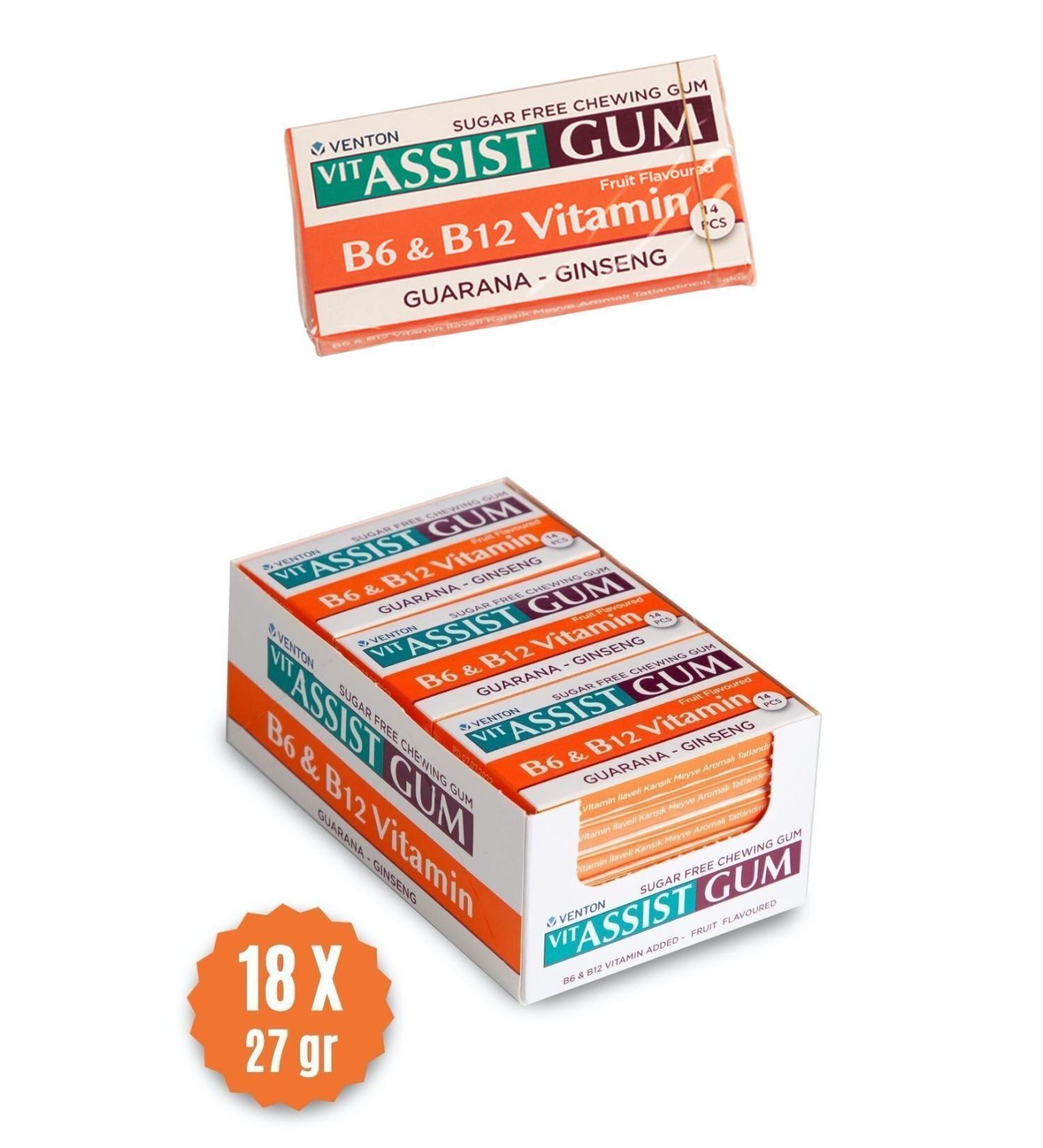 Venton Vit-assist Gum Sugar-free Gum with B6 and B12 Vitamins Added Sweetener