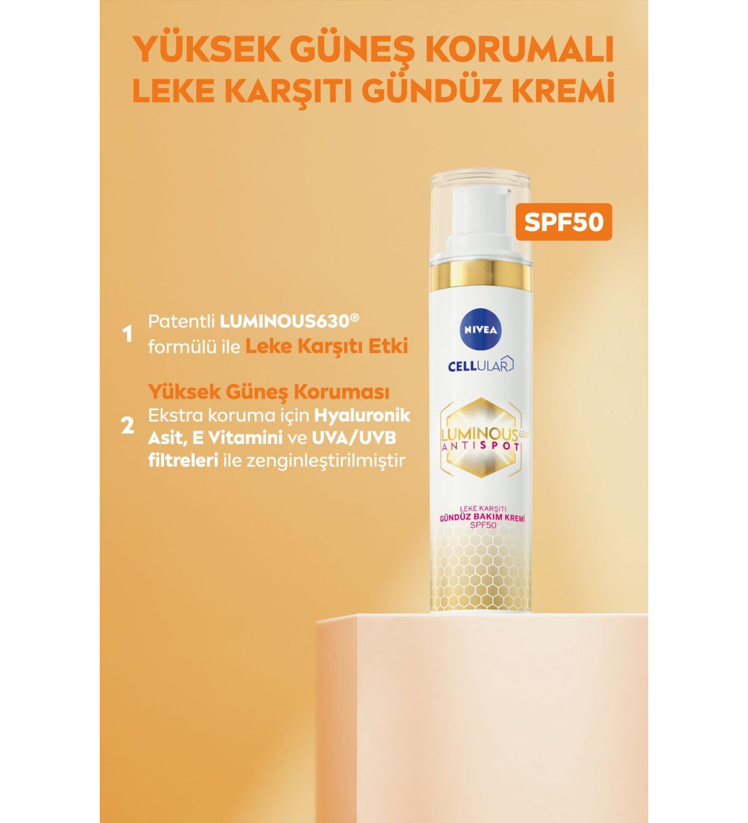 NIVEA Luminous630 Anti-Stain Spf 50 Day Care Cream for Even Skin Tone Specially for Luminous Skin 40ml - Buy Online on GoSupps.com