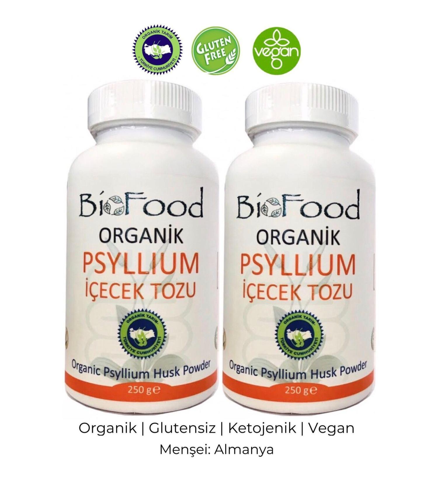 Biofood Organic Psyllium Drink Powder 250gr + 2 Pieces (Organic Psyllium Herb) - Buy Online on GoSupps.com