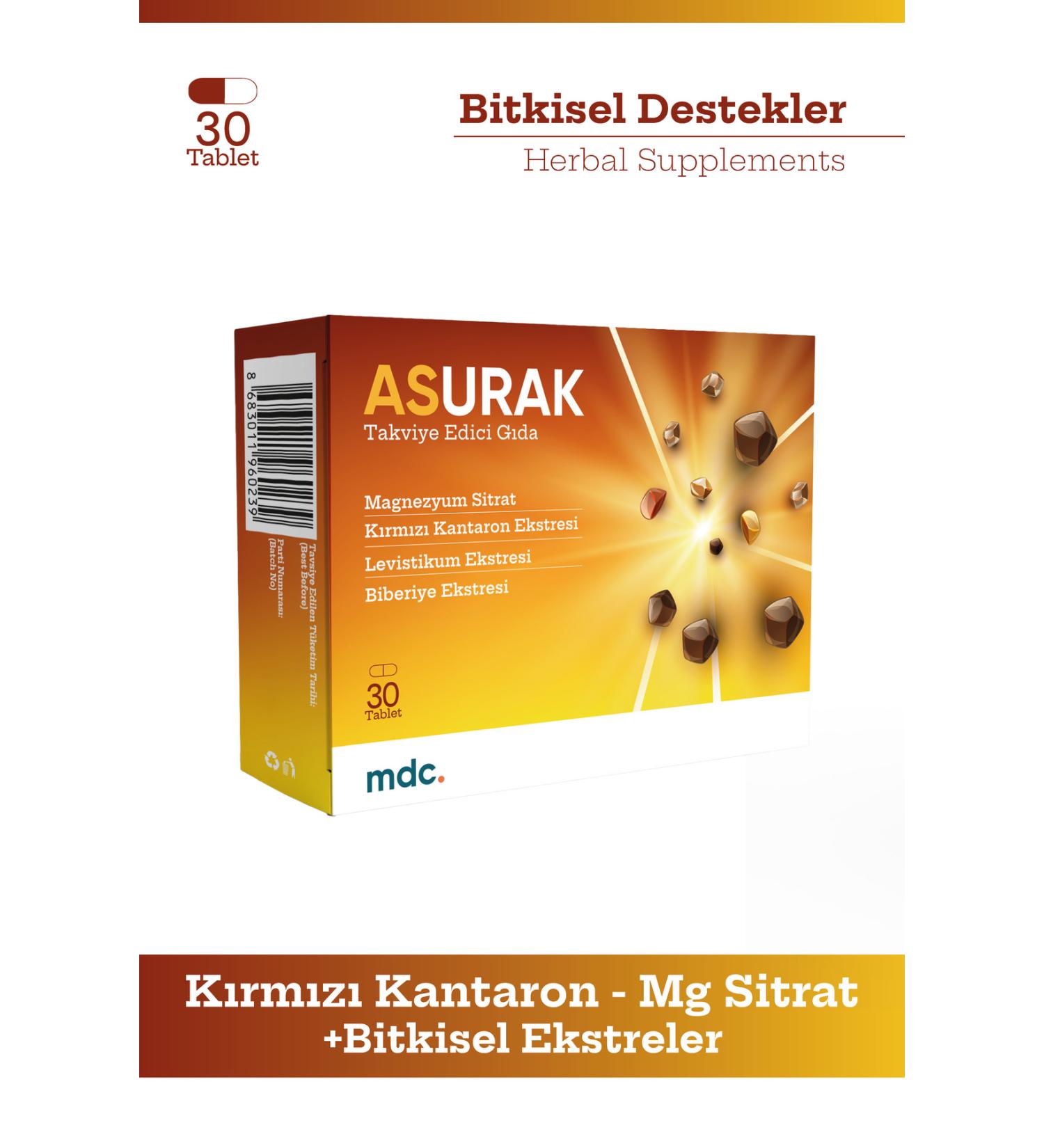 MDC ASURAK Red St. John's Wort Magnesium Citrate Levistichum Rosemary 30 Tablets - Buy Online on GoSupps.com
