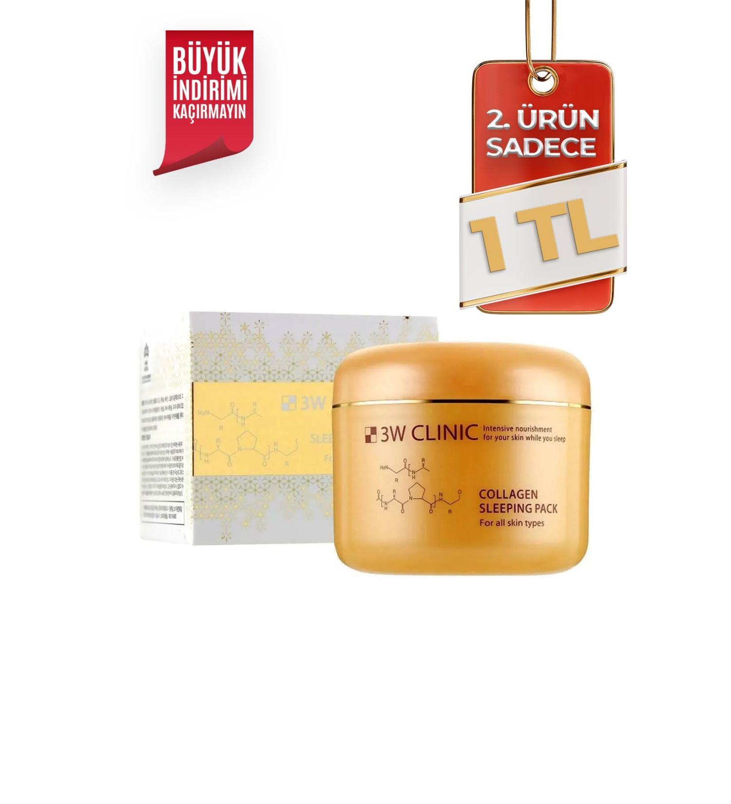 3W CLINIC Collagen and Pure Gold Essence Repairing Moisturizing Regenerating Sleeping Mask Cream 100 ml