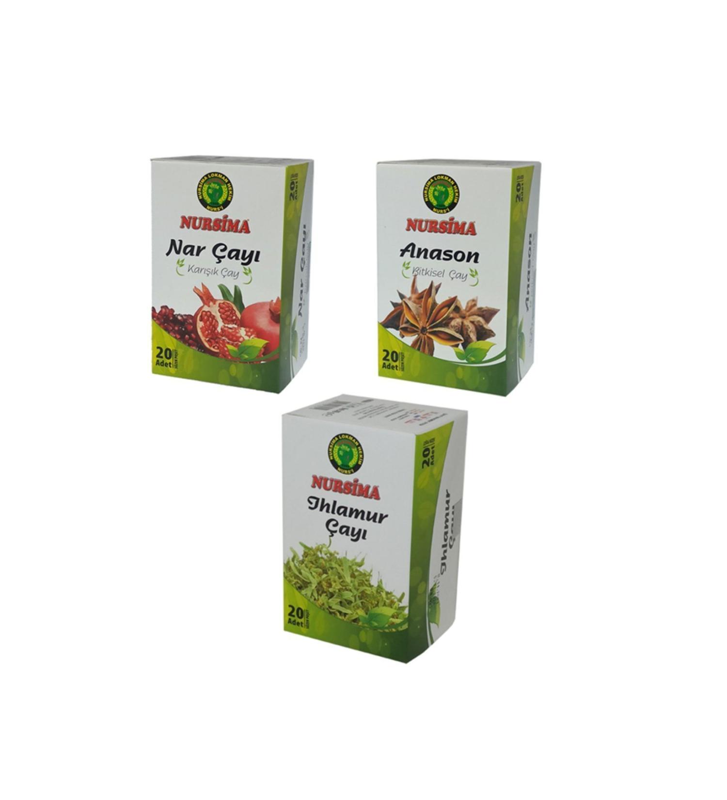 Nursima Linden Tea Herbal Tea Set 3 Pieces X 20 Pieces