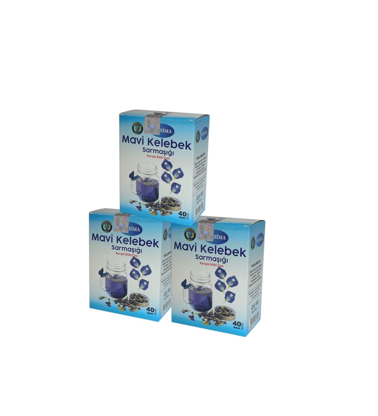 Nursima Blue Butterfly Herbal Tea Set 3 Pieces X 40 Pieces