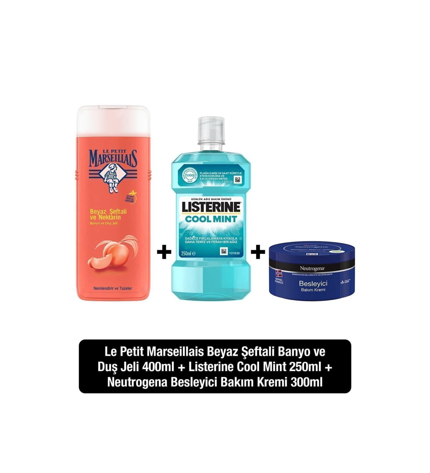 Le Petit Marseillais Lpm Neutrogena Nourishing Care Cream 300 ml + Listerine Cool Mint 250 ml + Peach Shower Gel 400 ml