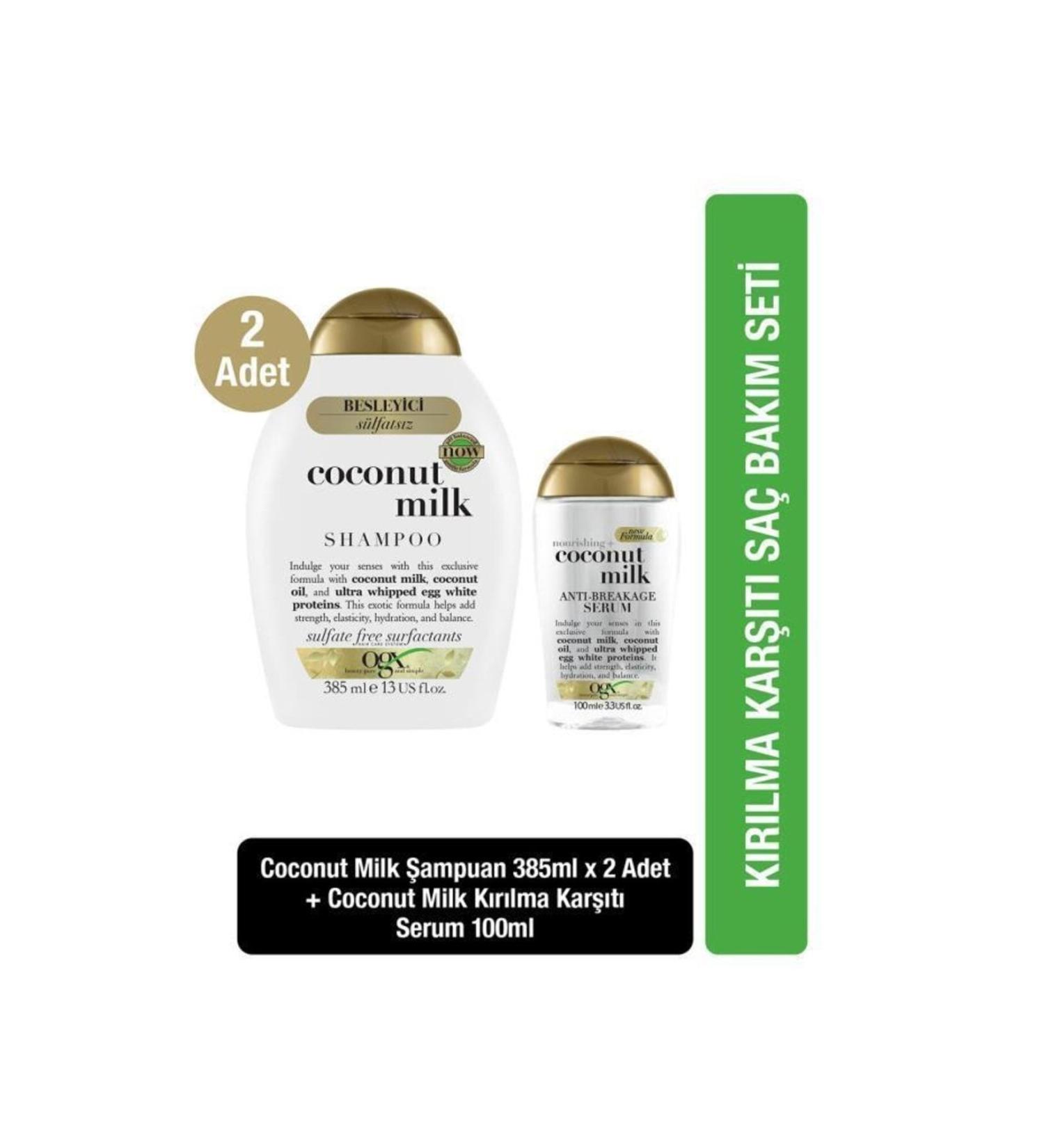 OGX Nourishing Coconut Milk Sulfate-Free Shampoo 385 Ml X2+serum 100 Ml - Buy Online on GoSupps.com
