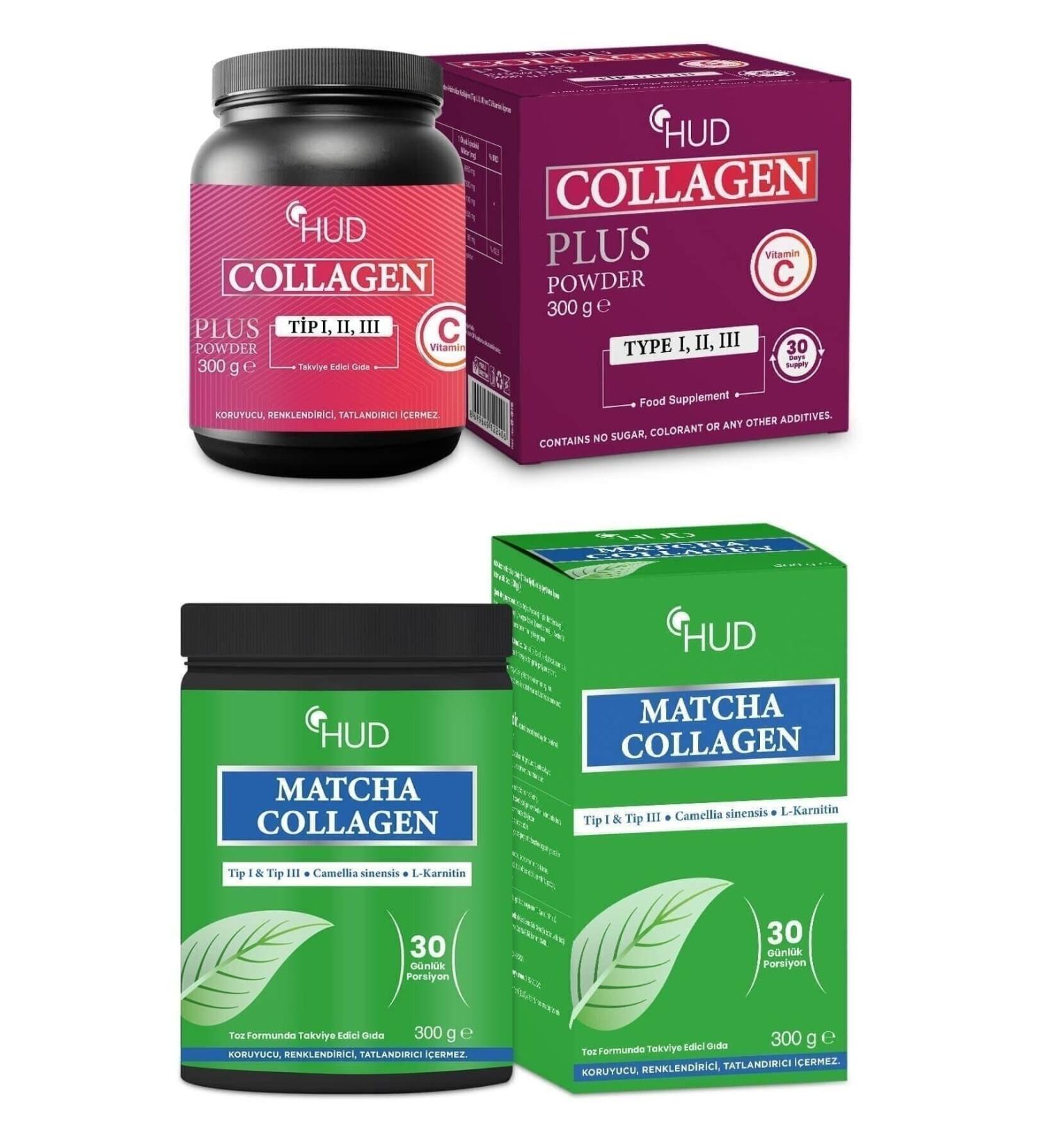 Hud Collagen Plus Powder and Matcha Collagen 2 Piece Set