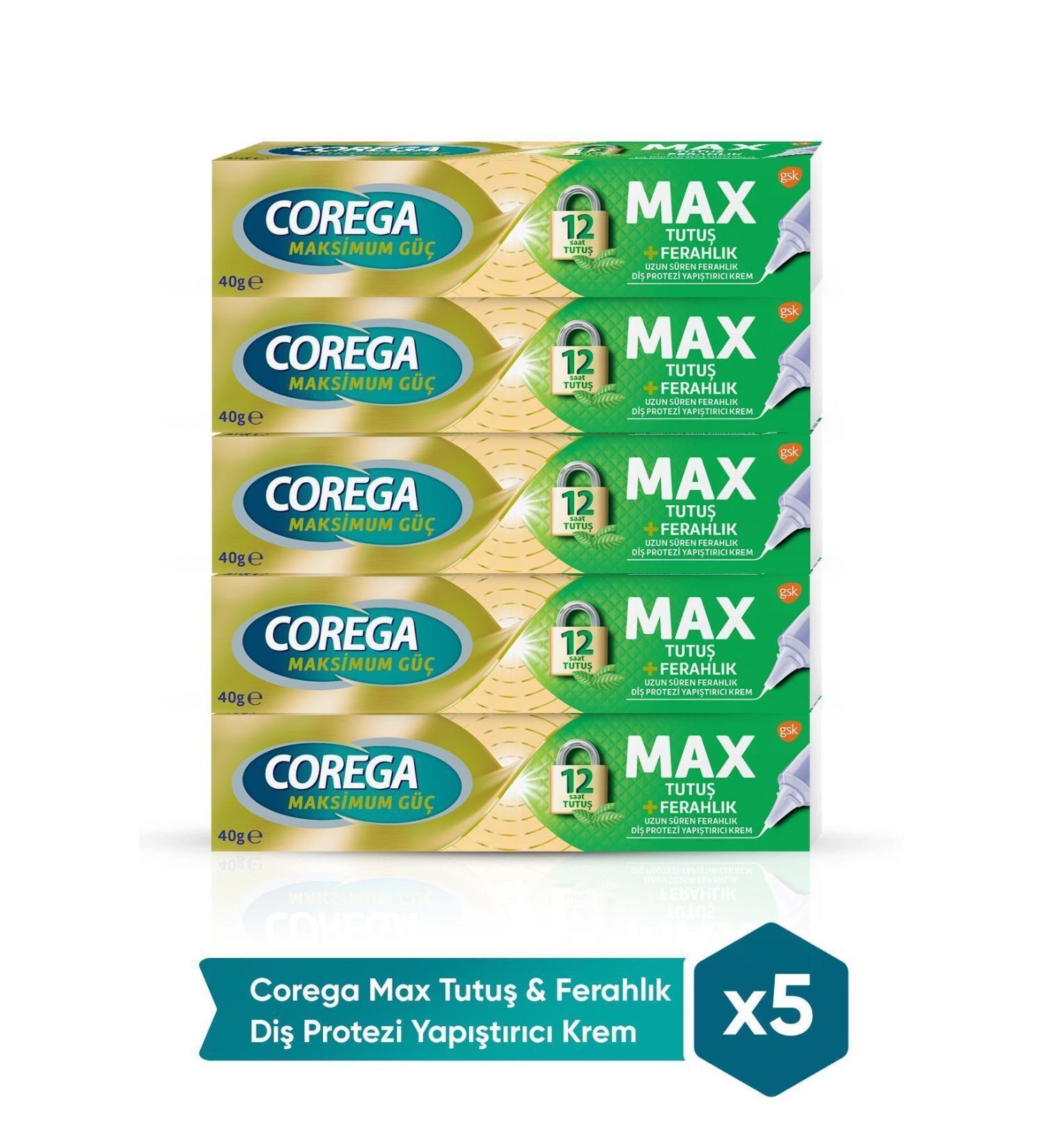 Corega Max Grip & Freshness Denture Adhesive Cream 40g X 5 Pcs - Buy Online on GoSupps.com