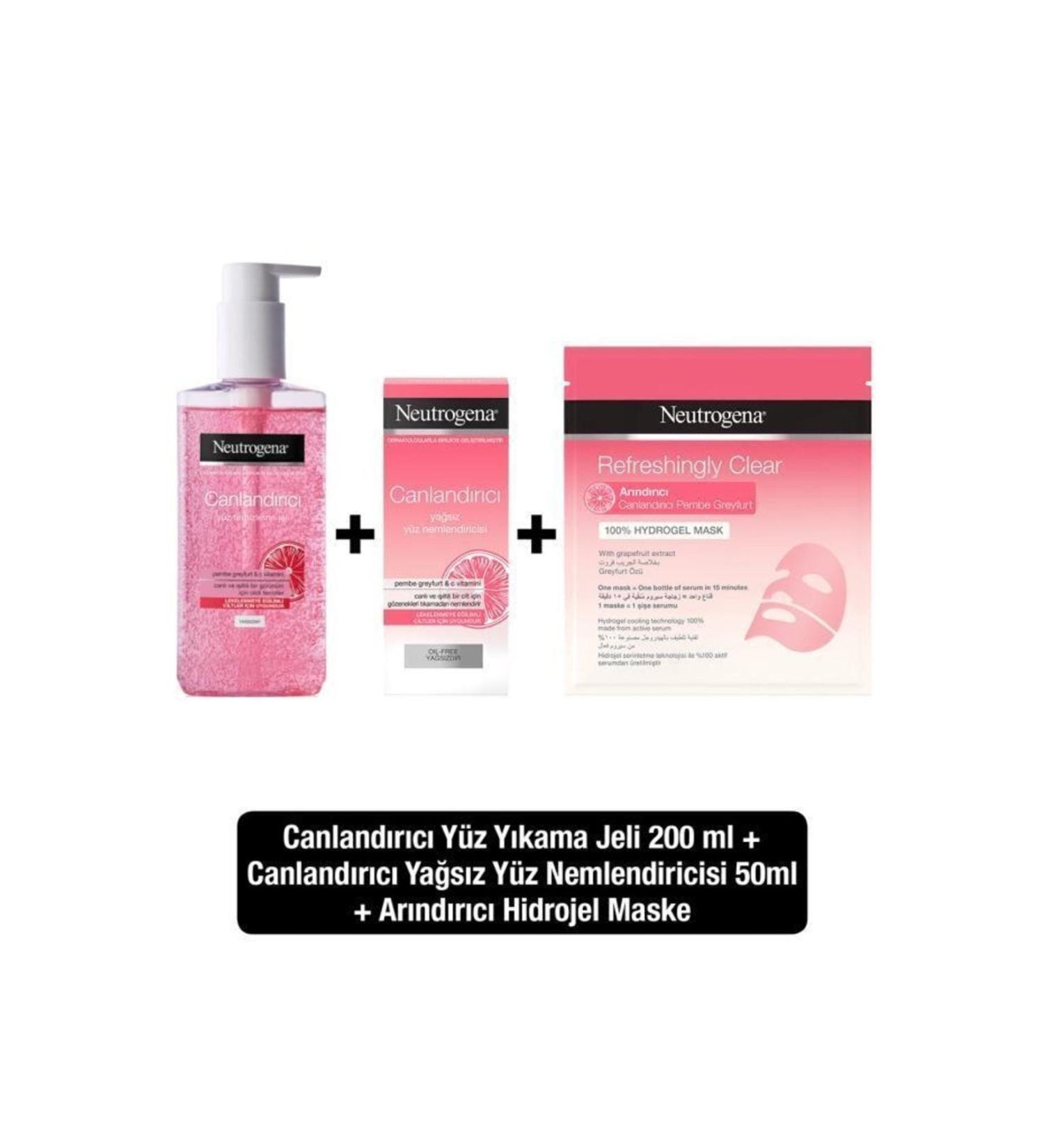 Neutrogena Revitalizing Face Wash 200 ml Moisturizing Cream 50 ml Purifying Hydrogel Mask