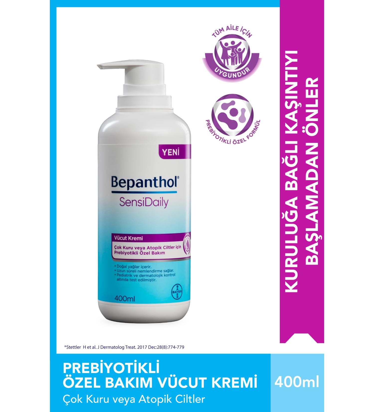 Bepanthol Sensidaily Pump Daily Intensive Moisturizing Body Care Cream 400ml - Atopic Skin Prebiotic - Buy Online on GoSupps.com