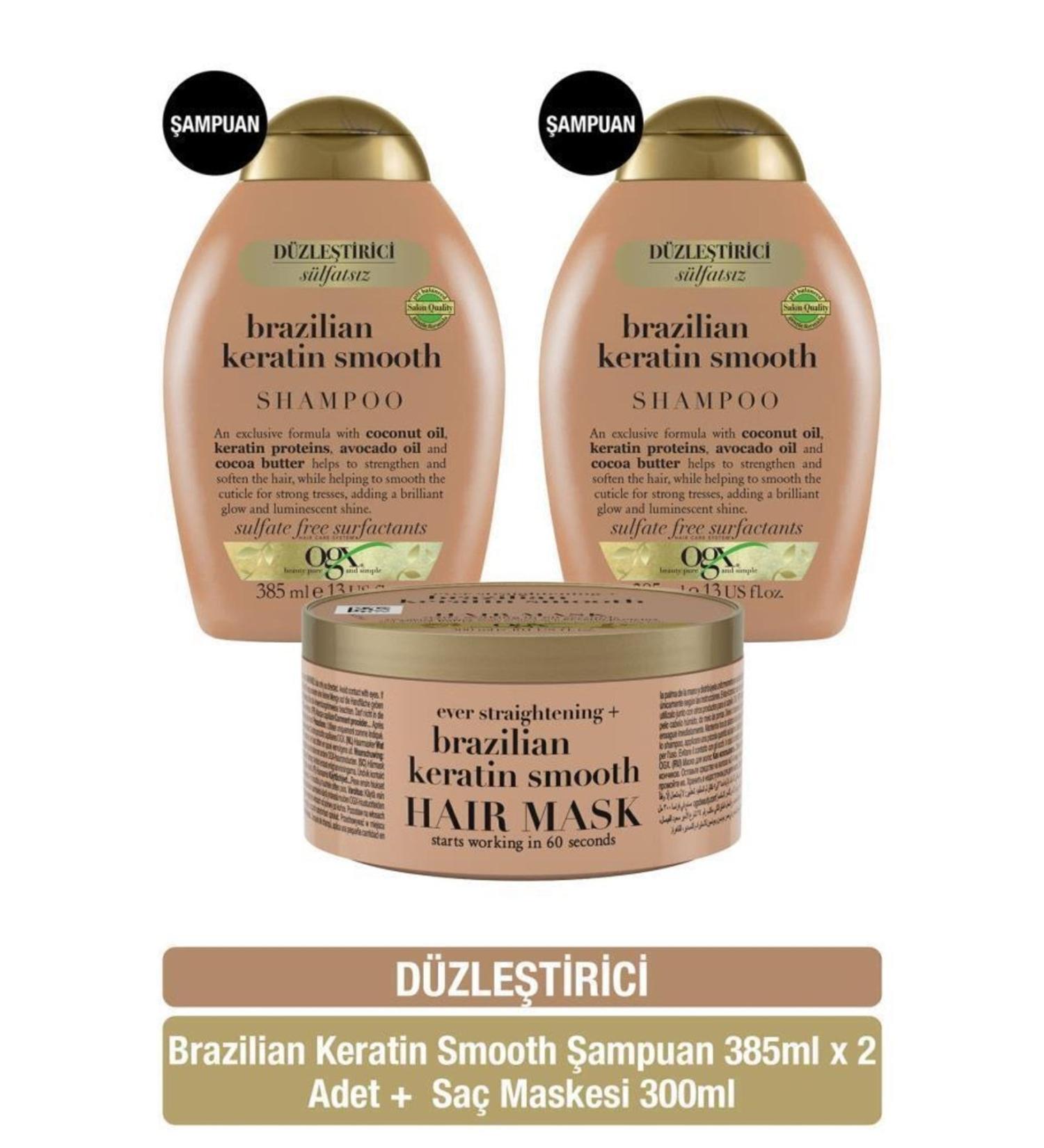 OGX Straightening Brazilian Keratin Smooth Sulfate-Free Shampoo X2 Sulfate-Free Hair Mask