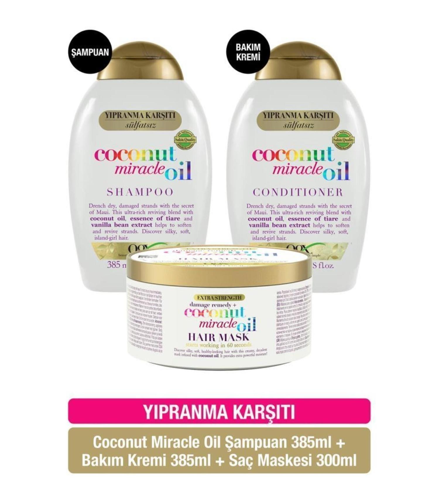 OGX Anti-Damage Coconut Miracle Oil Shampoo Conditioner Hair Mask