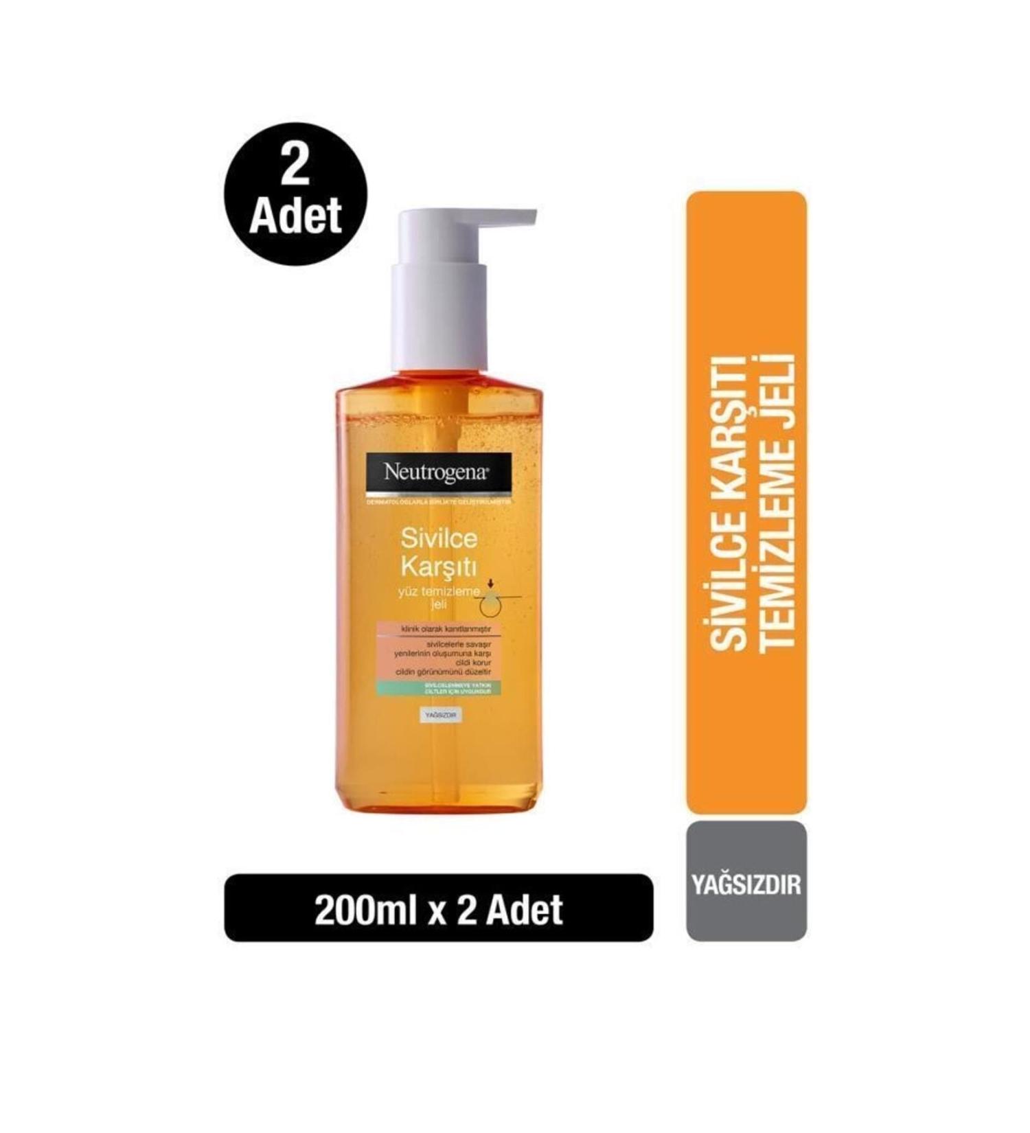 Neutrogena Visibly Clear Anti-Acne Oil-Free Daily Facial Cleanser 200ml X2