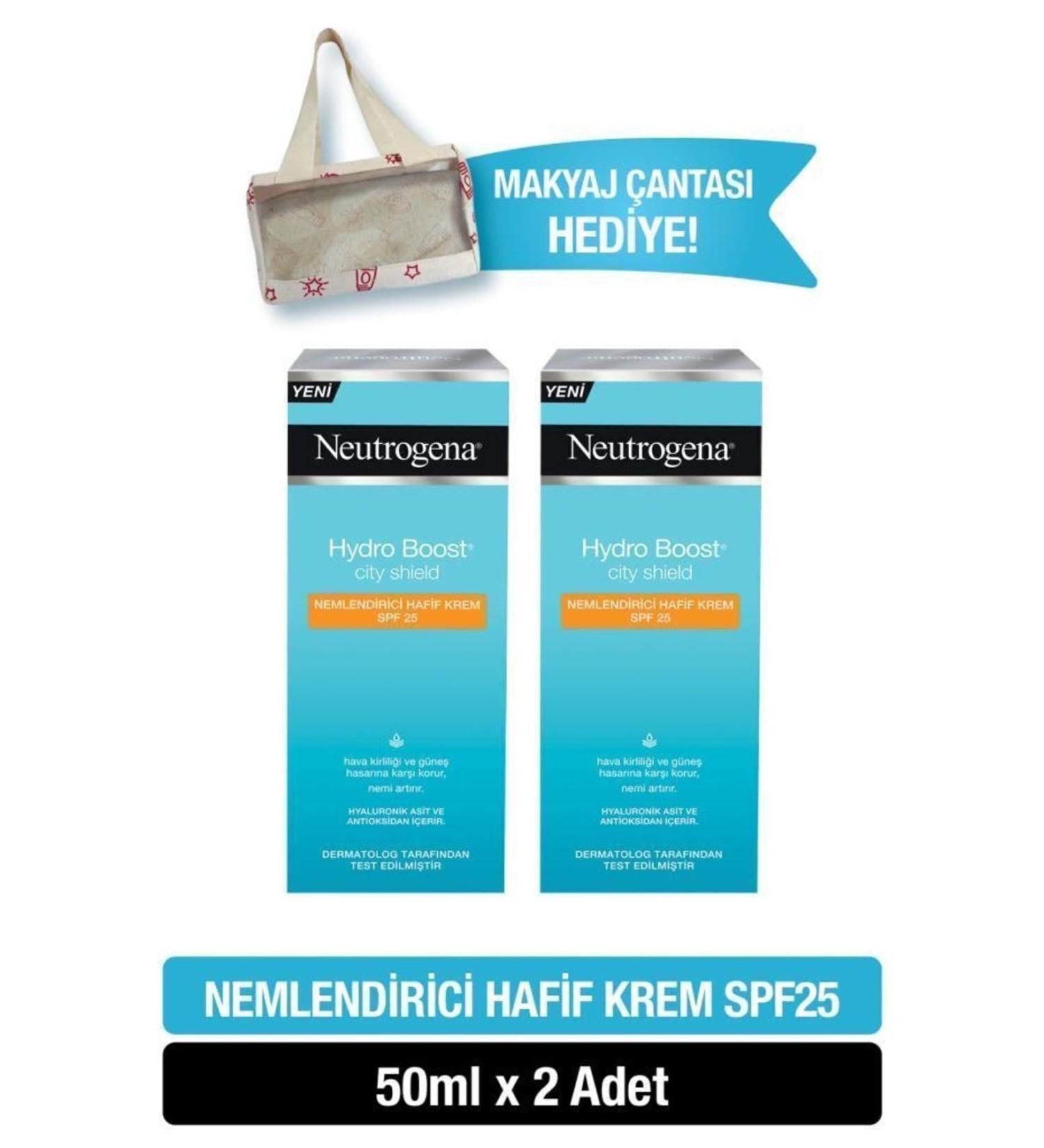 Neutrogena Hydro Boost City Shield Spf25 Face Sunscreen Moisturizer 50ml X2 + Red Bag