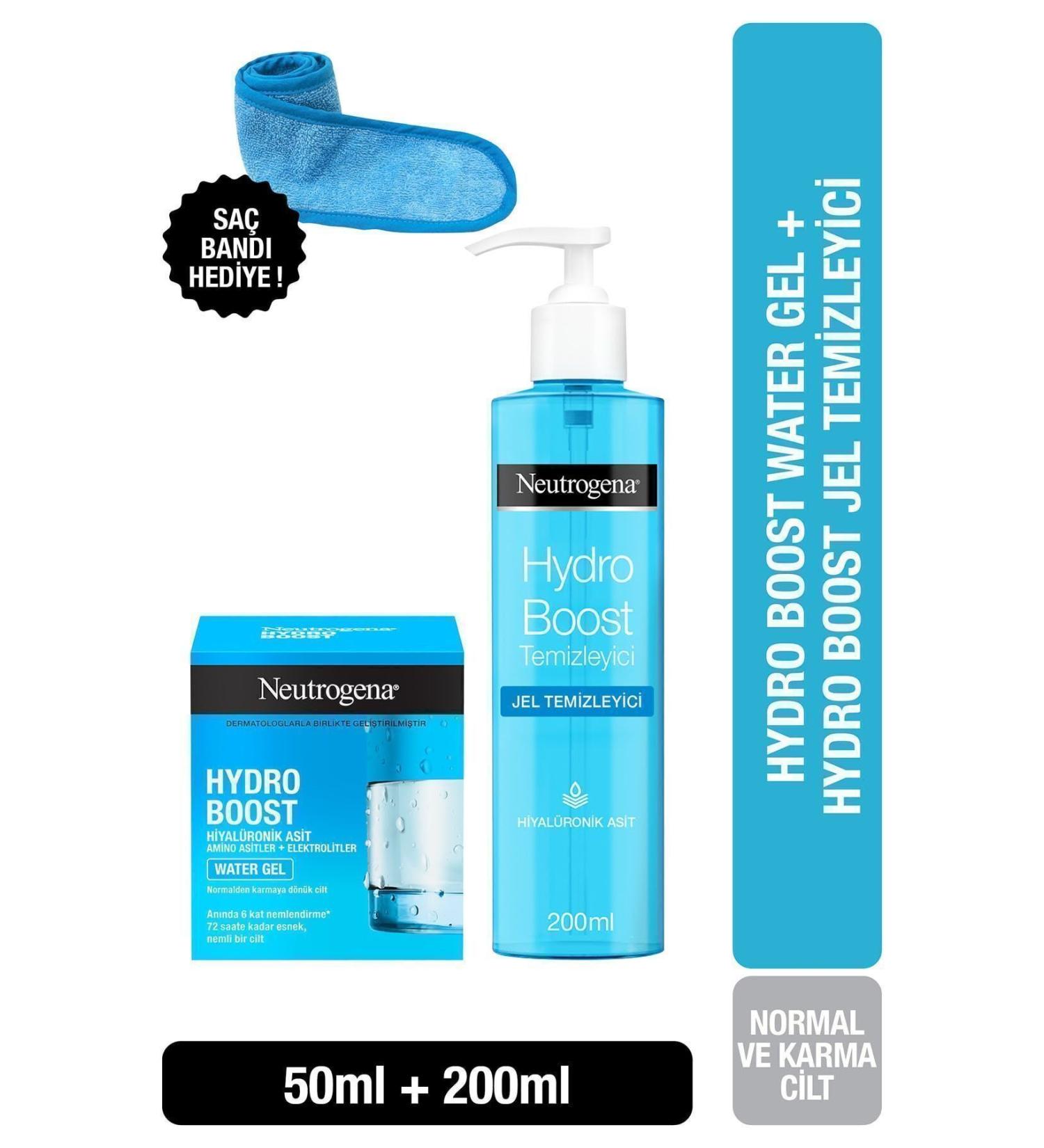 Neutrogena Hydro Boost Water Gel Cleanser + Moisturizer for Normal Skin + Hair Band - Buy Online on GoSupps.com