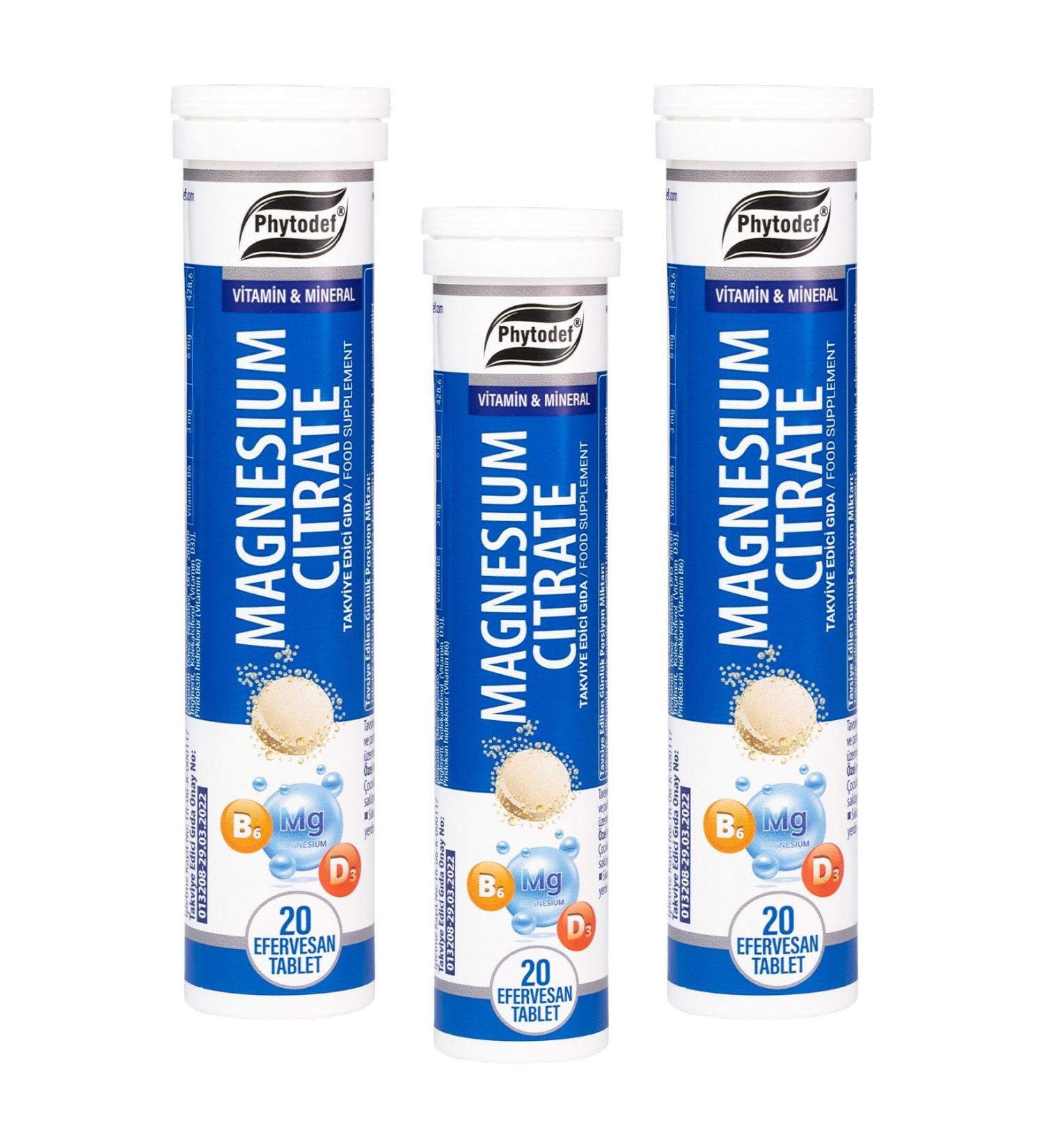 Phytodef Magnesium Citrate Effervescent Tablet - 20 Pieces X 3 Pieces (MAGNESIUM CITRATE) - Buy Online on GoSupps.com