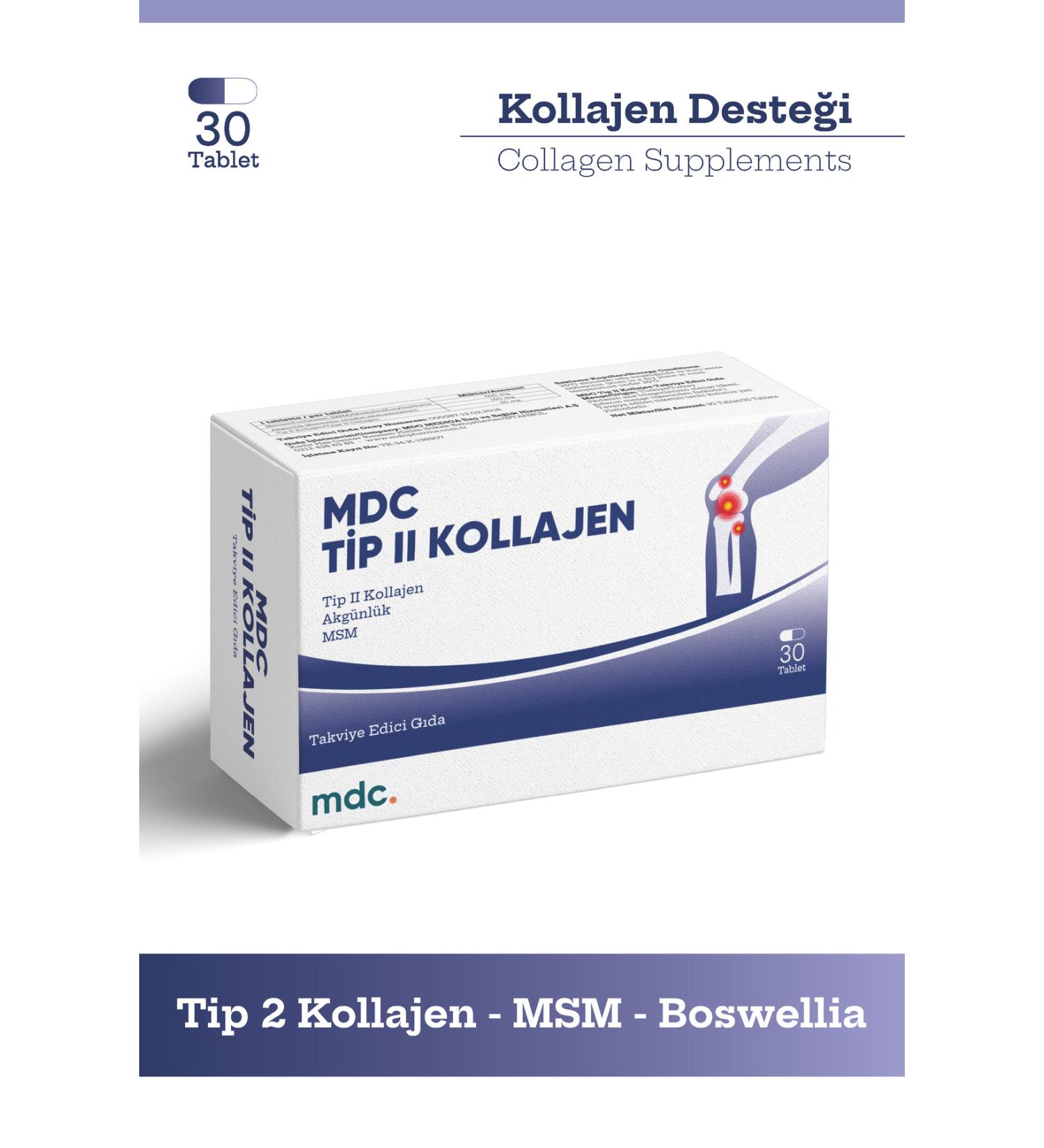 MDC Type 2 Collagen 30 Tablets (TYPE 2 COLLAGEN MSM AKG NL K) - Buy Online on GoSupps.com