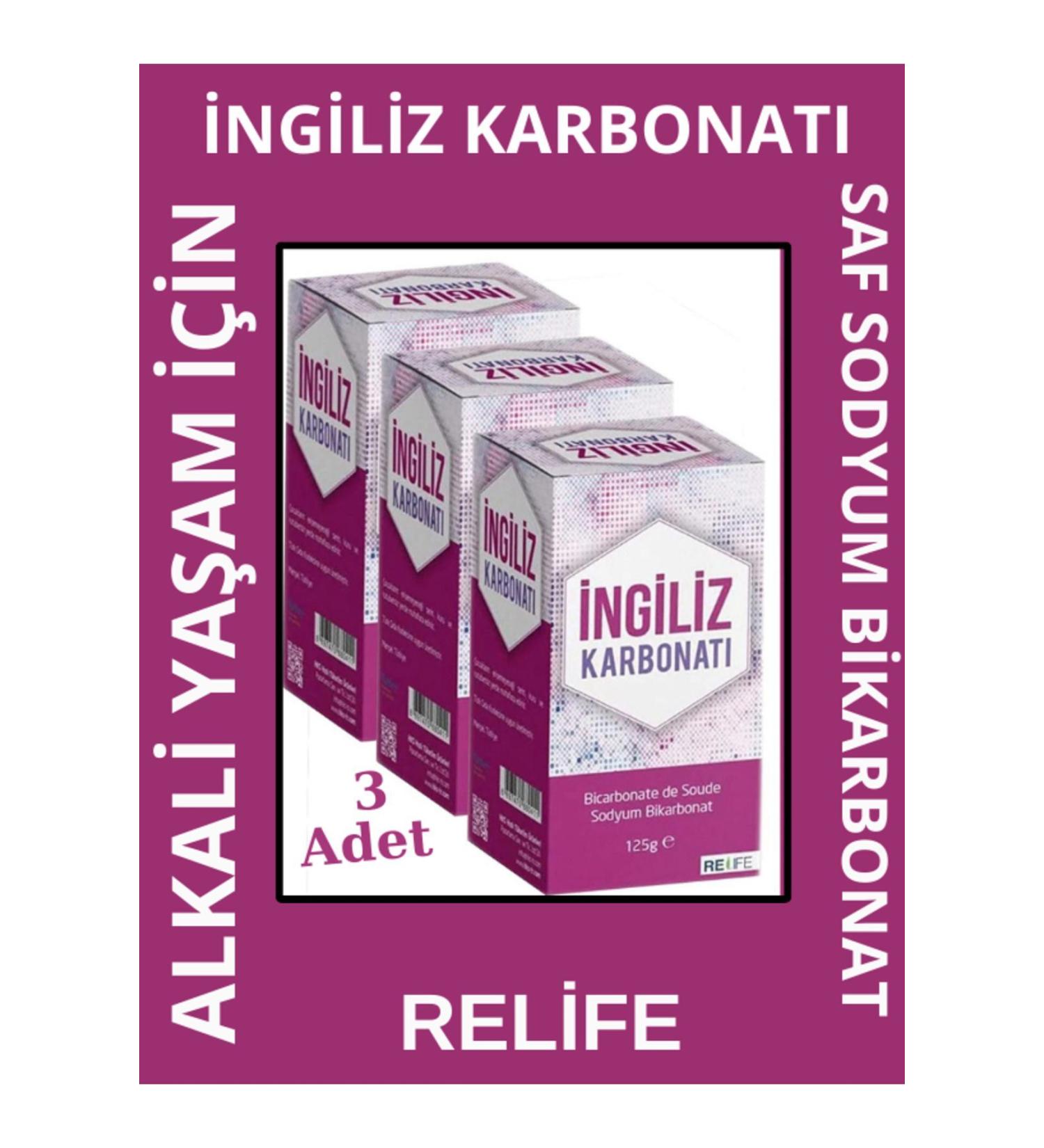 Relife 3 Pieces Pure English Baking Soda Alkaline Life 125 gr Sodium Bicarbonate - Buy Online on GoSupps.com